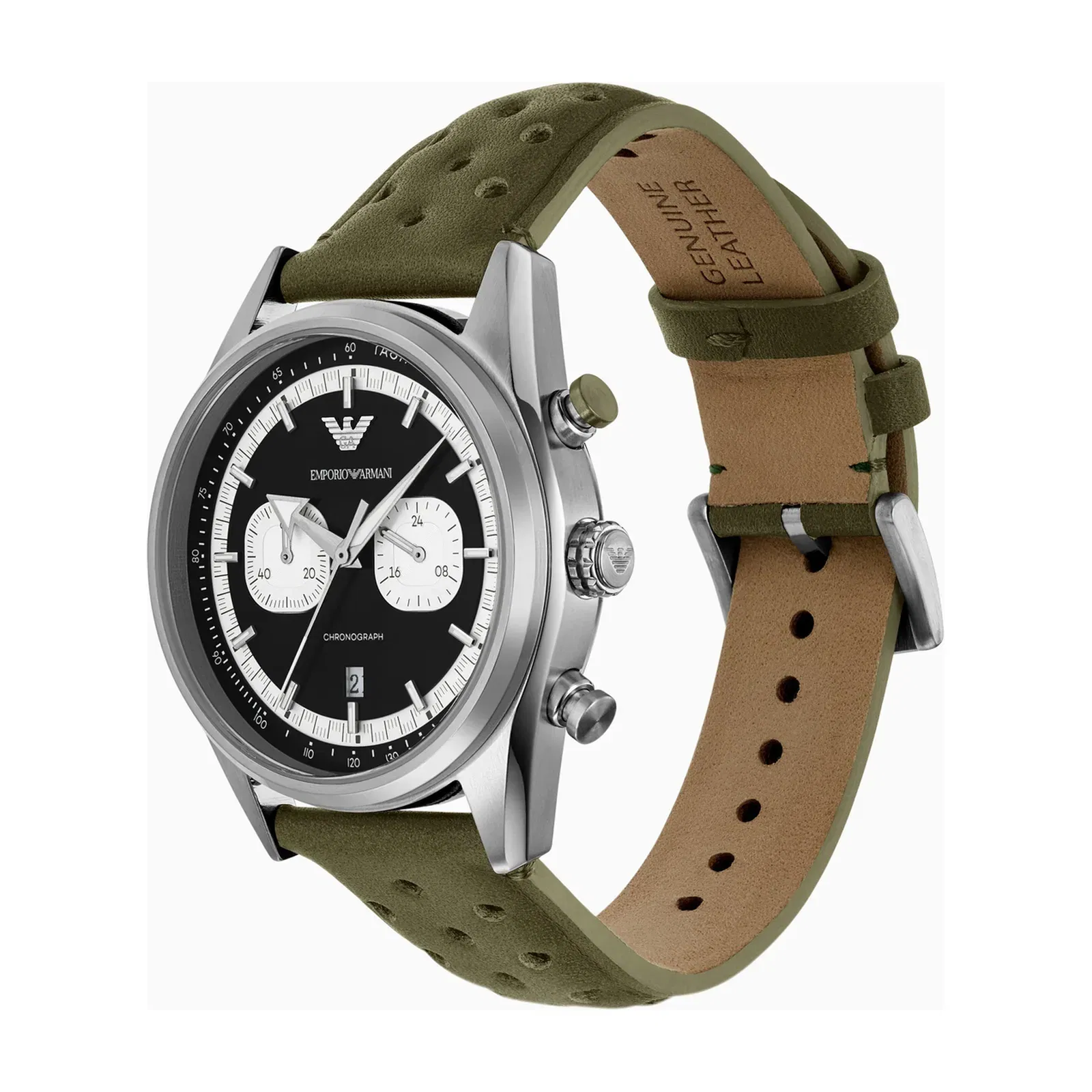 Emporio Armani Chronograph Green Leather Watch