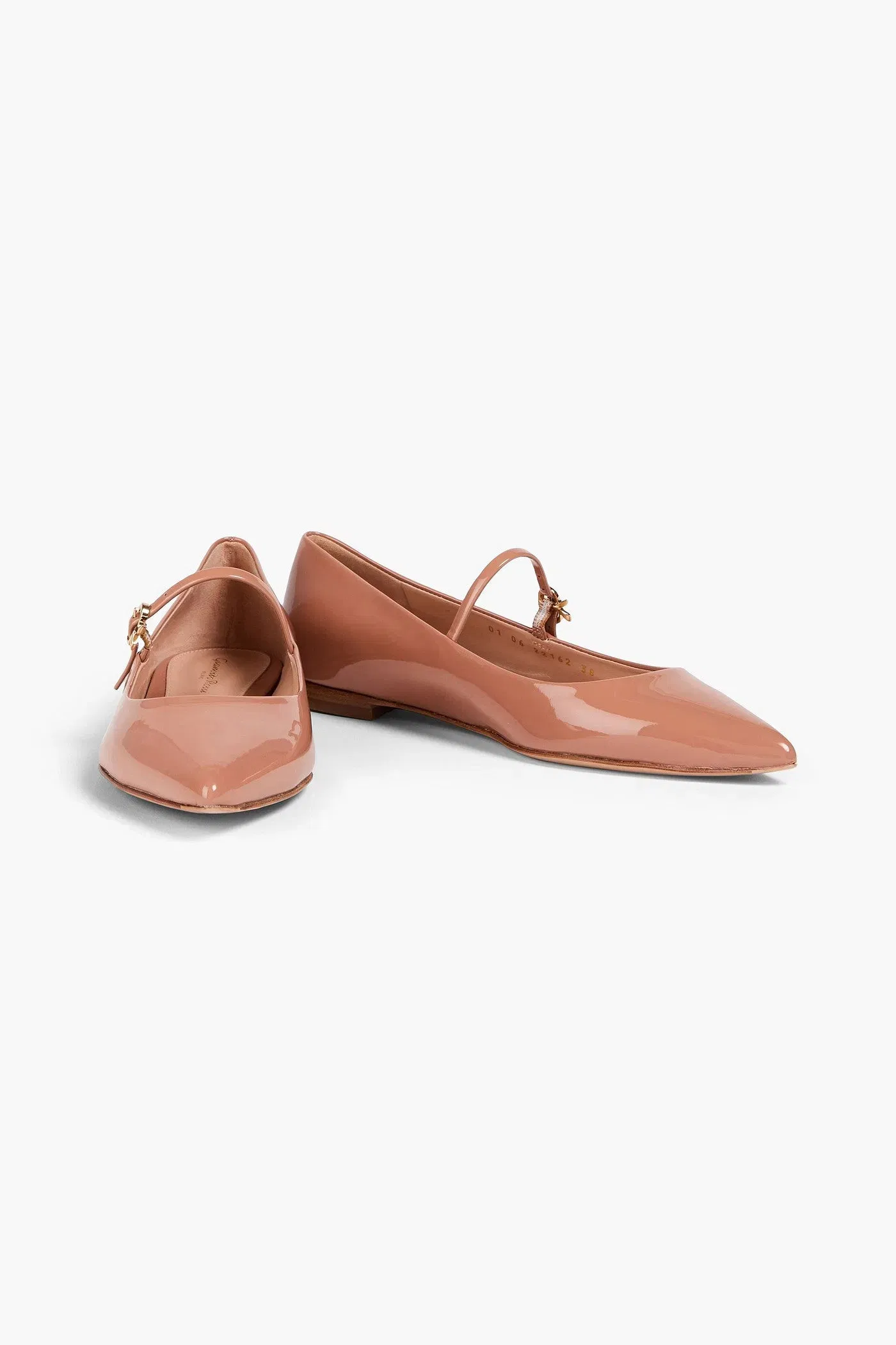 Gianvito Rossi Ribbon Jane Patent-Leather Mary Jane Flats Antique Rose Women's
