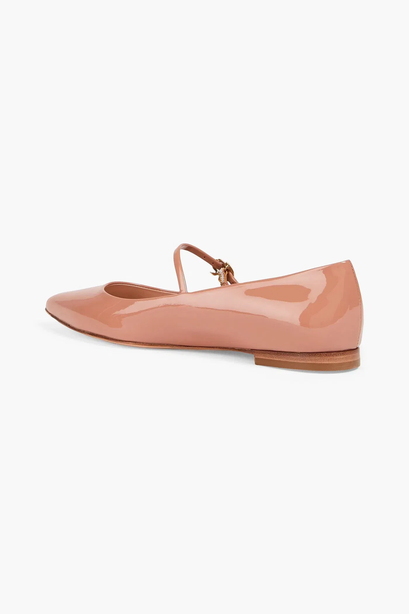 Gianvito Rossi Ribbon Jane Patent-Leather Mary Jane Flats Antique Rose Women's