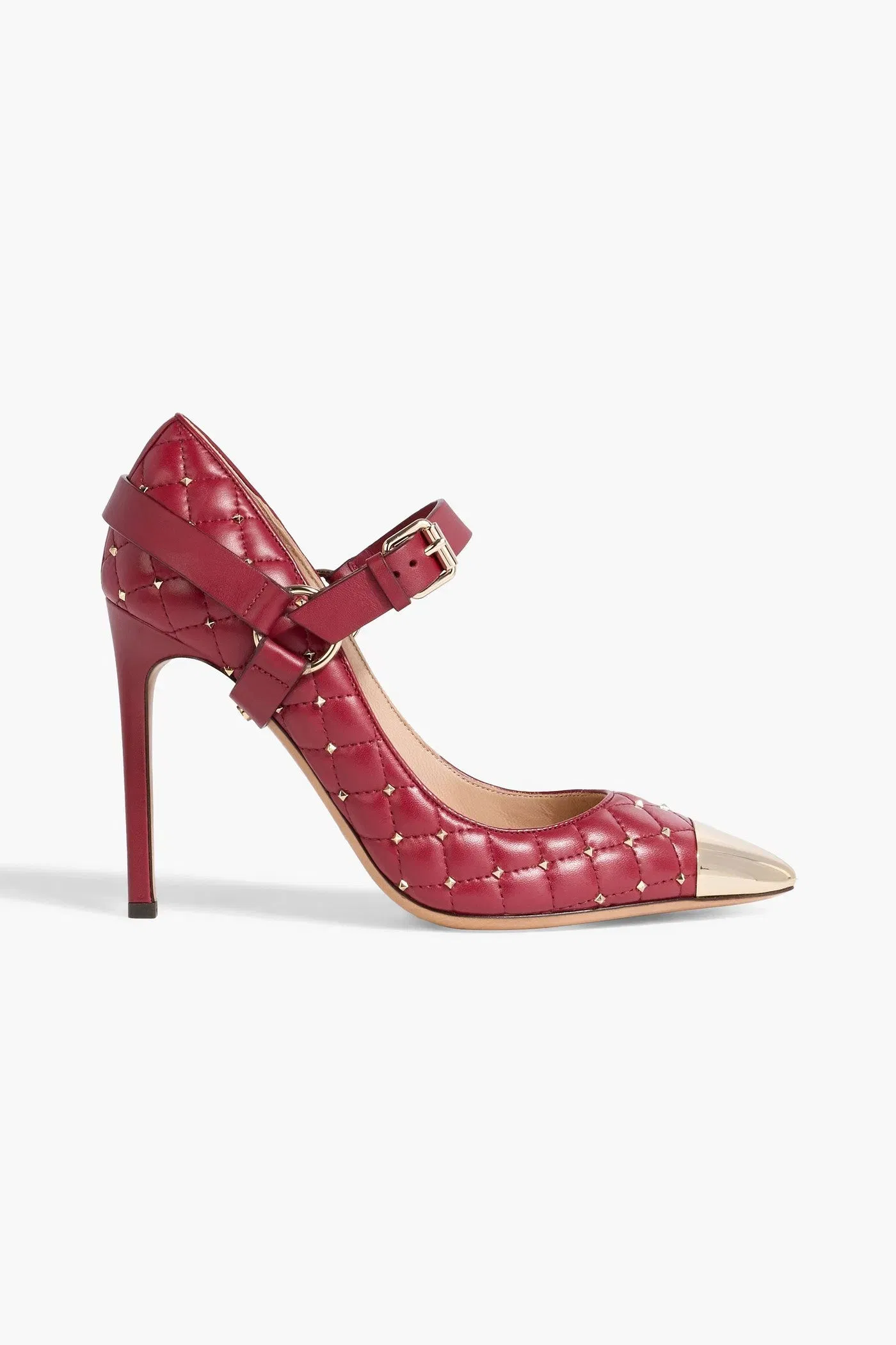 Valentino Garavani Candystud Quilted Leather Point-Toe Pumps Claret Women's
