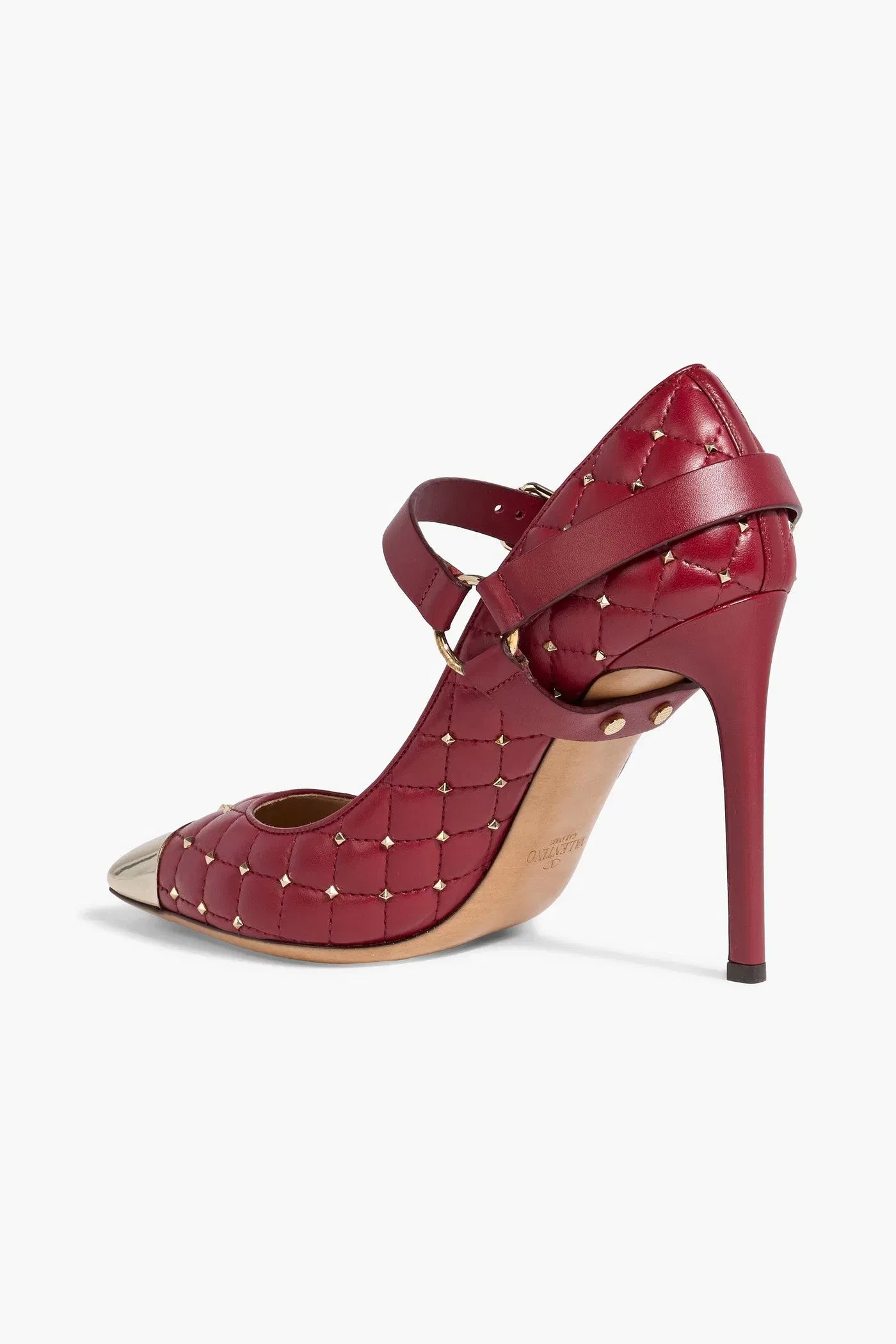 Valentino Garavani Candystud Quilted Leather Point-Toe Pumps Claret Women's