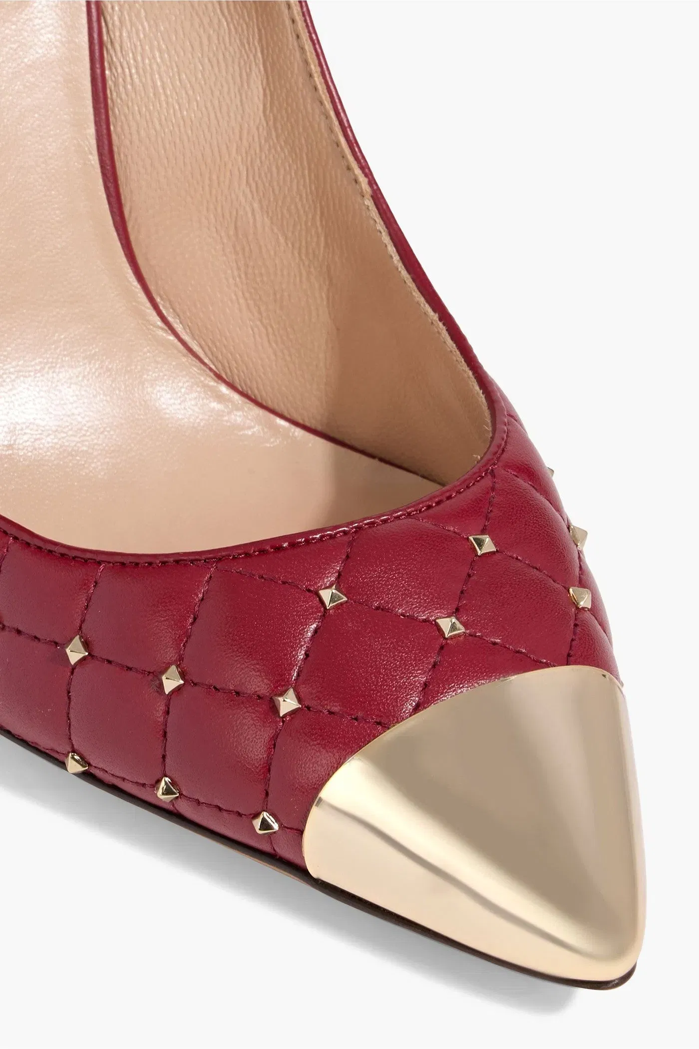 Valentino Garavani Candystud Quilted Leather Point-Toe Pumps Claret Women's