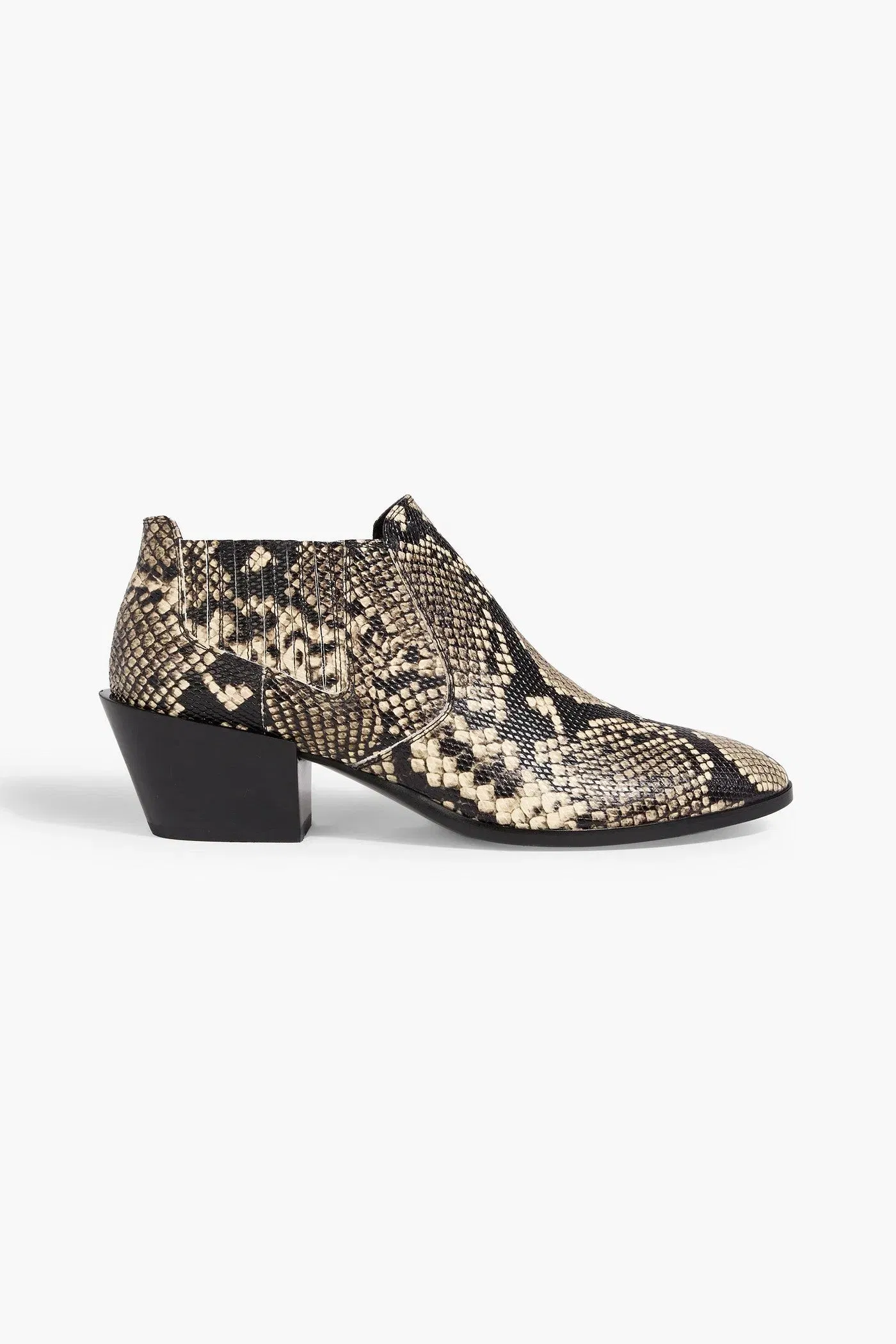 Tod's Snake-Effect Leather Ankle Boots Ivory Women's