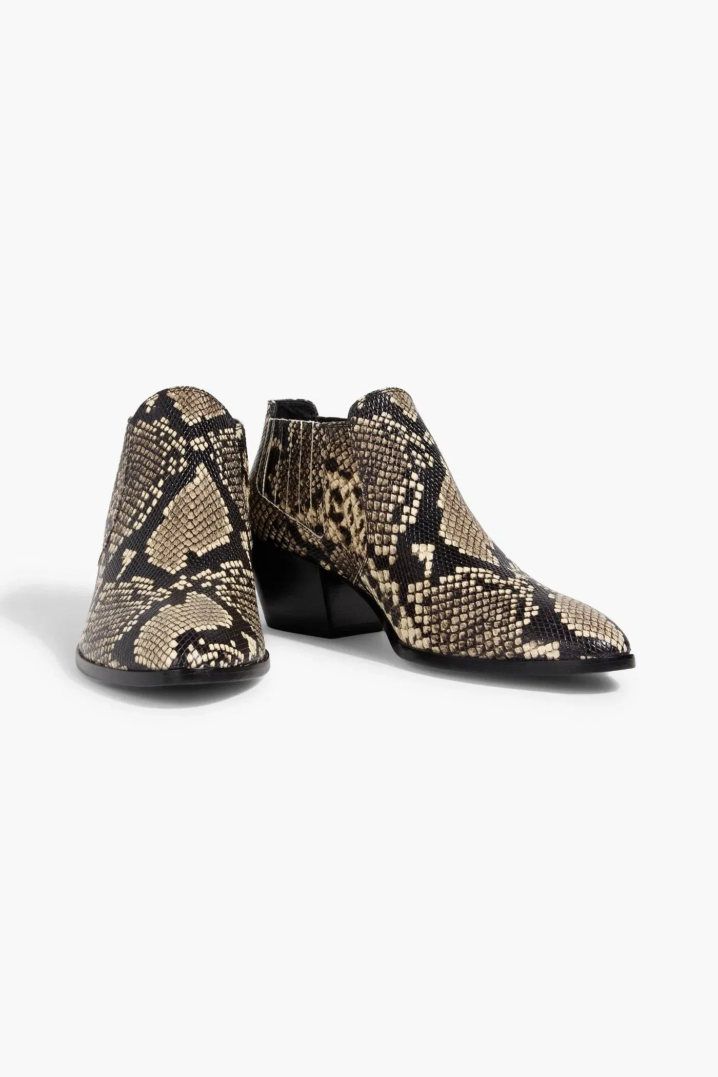 Tod's Snake-Effect Leather Ankle Boots Ivory Women's