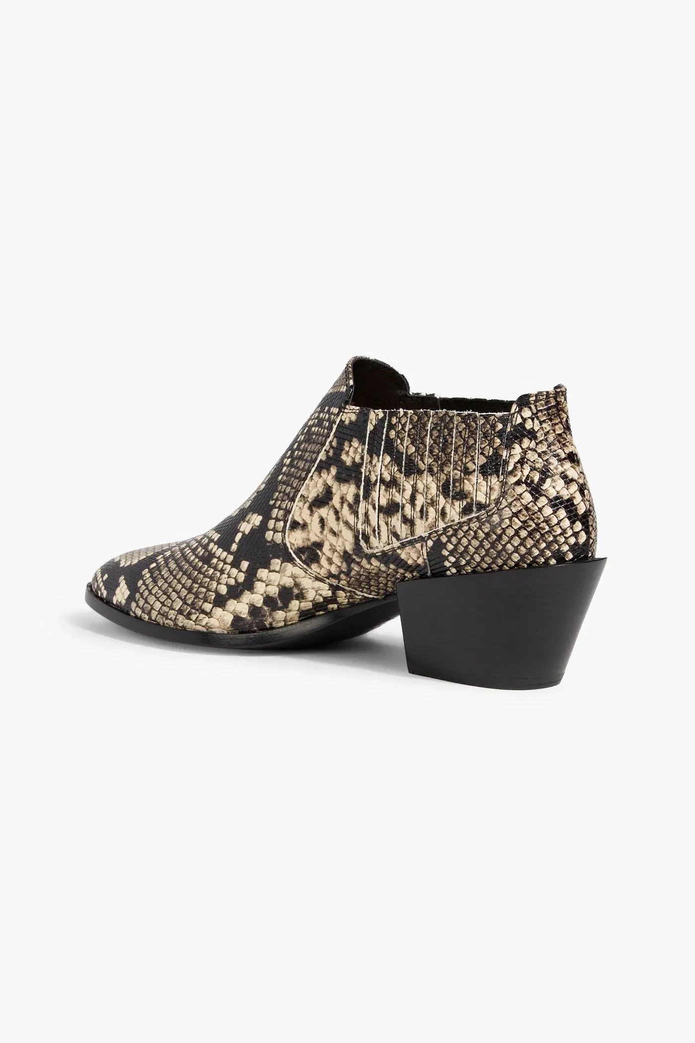 Tod's Snake-Effect Leather Ankle Boots Ivory Women's