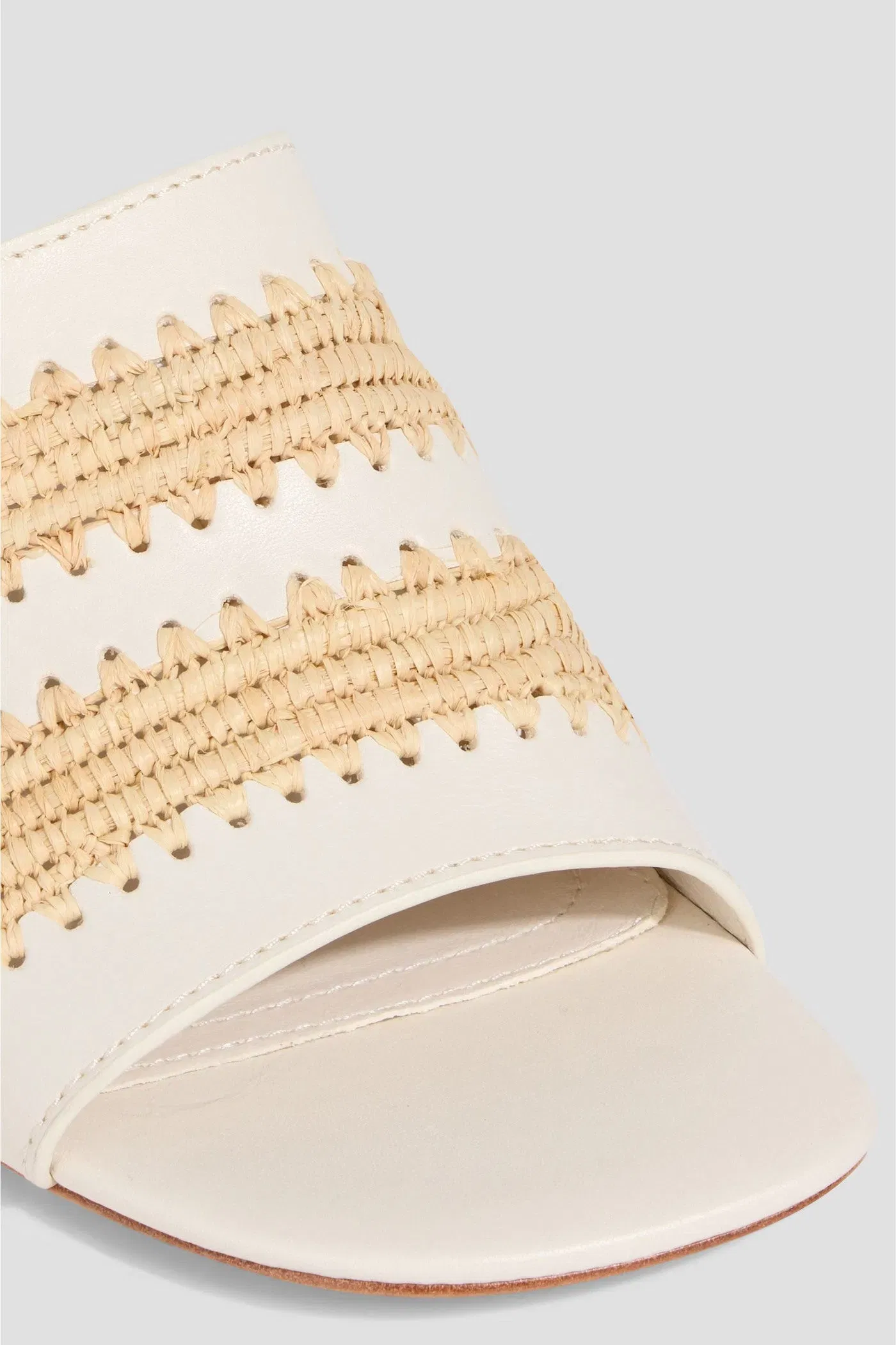 Simkhai Shadow Leather And Raffia Wedge Mules Off-White Women's