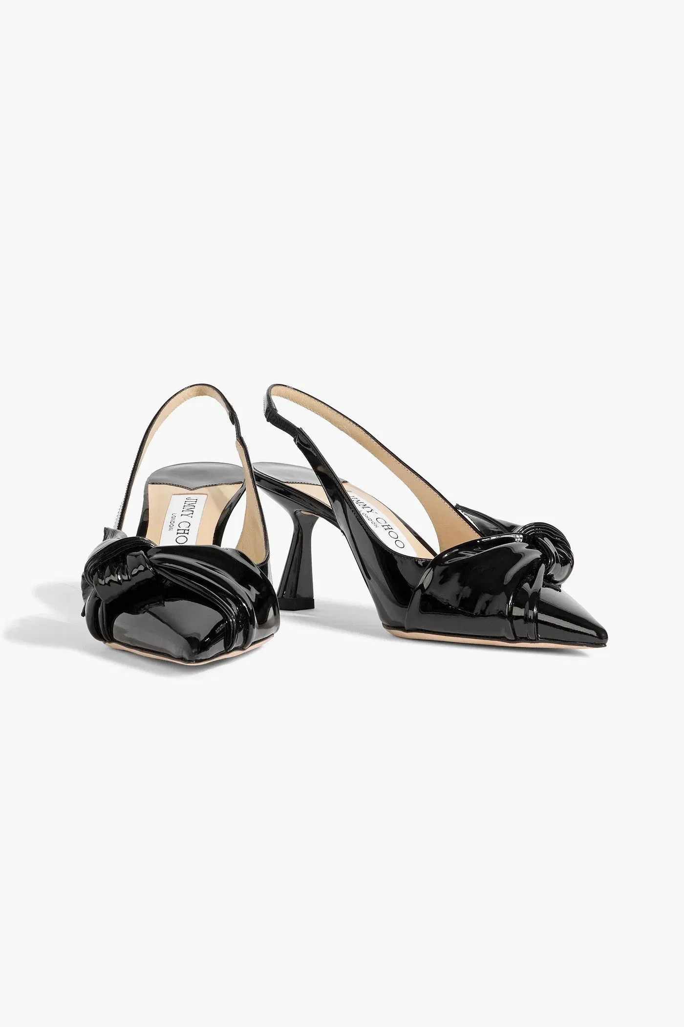 Jimmy Choo Elinor 65 Bow-Detailed Patent-Leather Slingback Pumps Black Women's