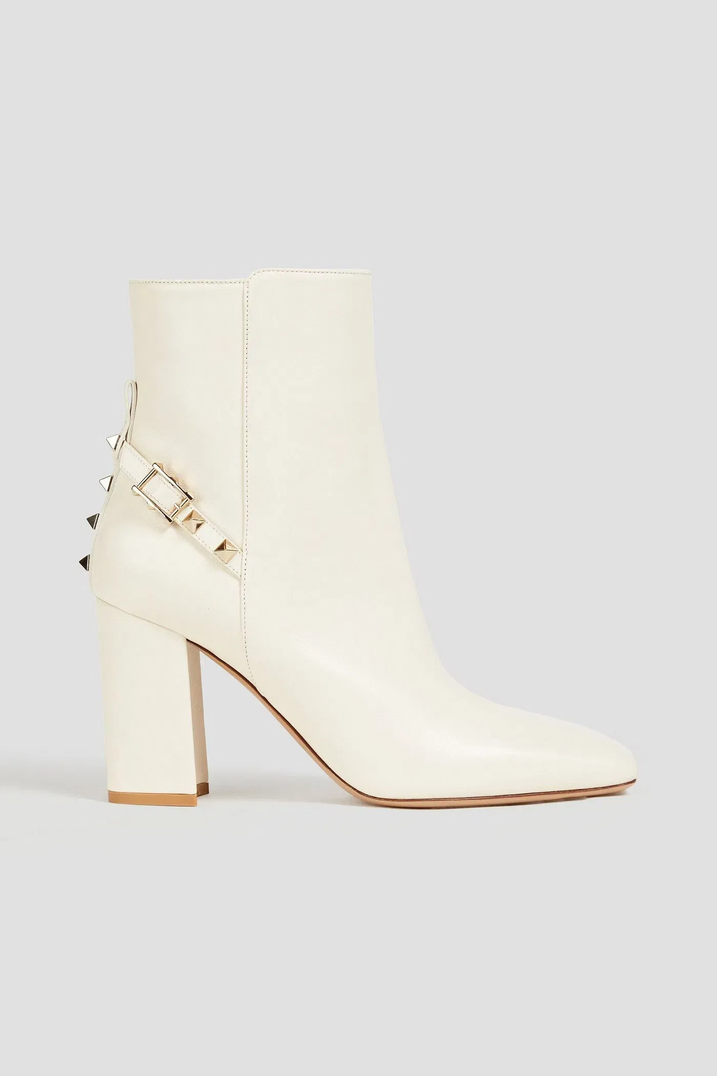 Valentino Garavani Rockstud Leather Ankle Boots Ivory Women's
