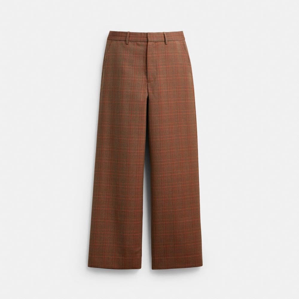 Coach Tailored Pants Orange Pink Plaid