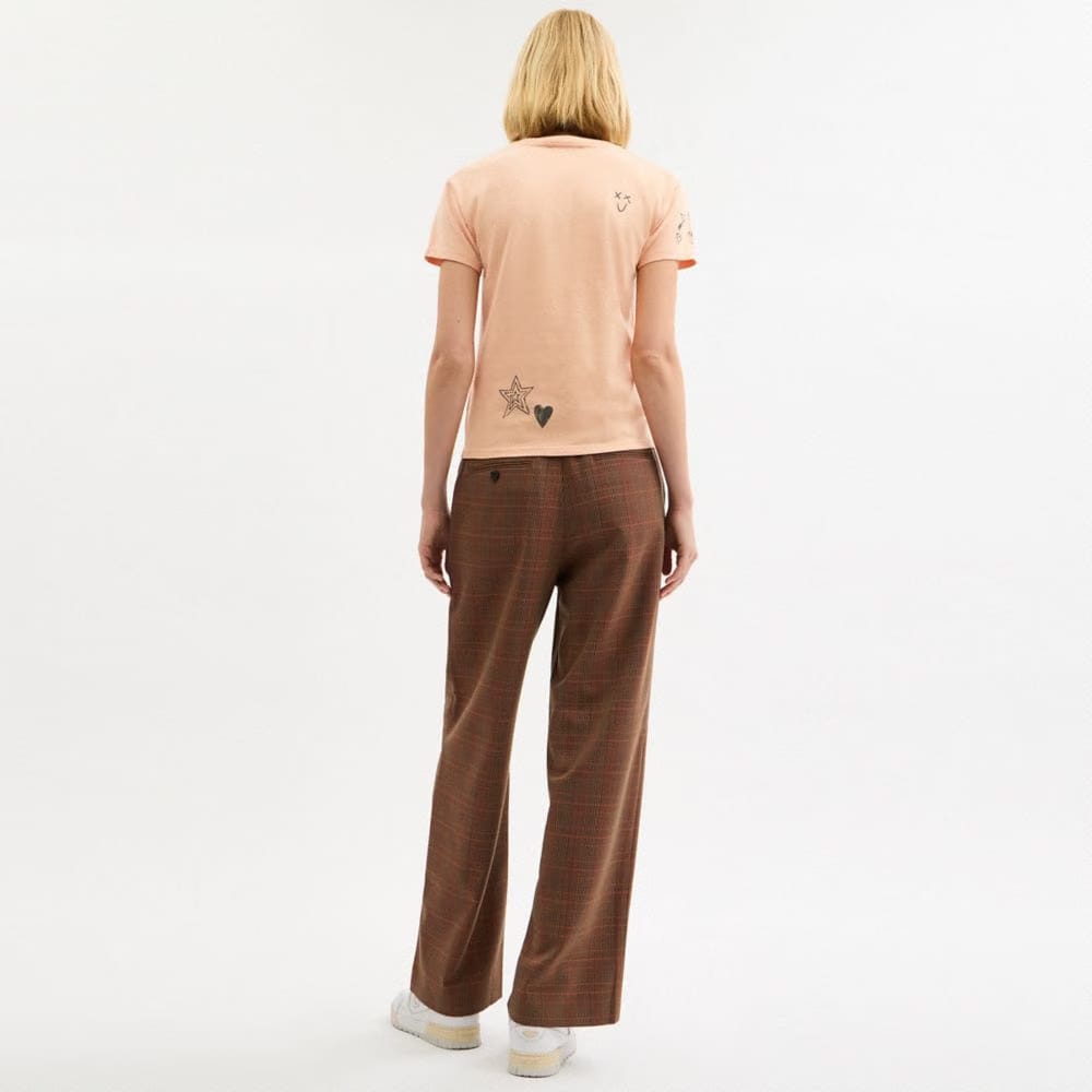 Coach Tailored Pants Orange Pink Plaid