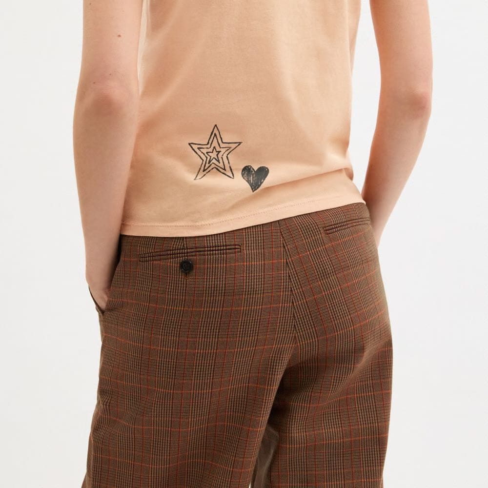 Coach Tailored Pants Orange Pink Plaid