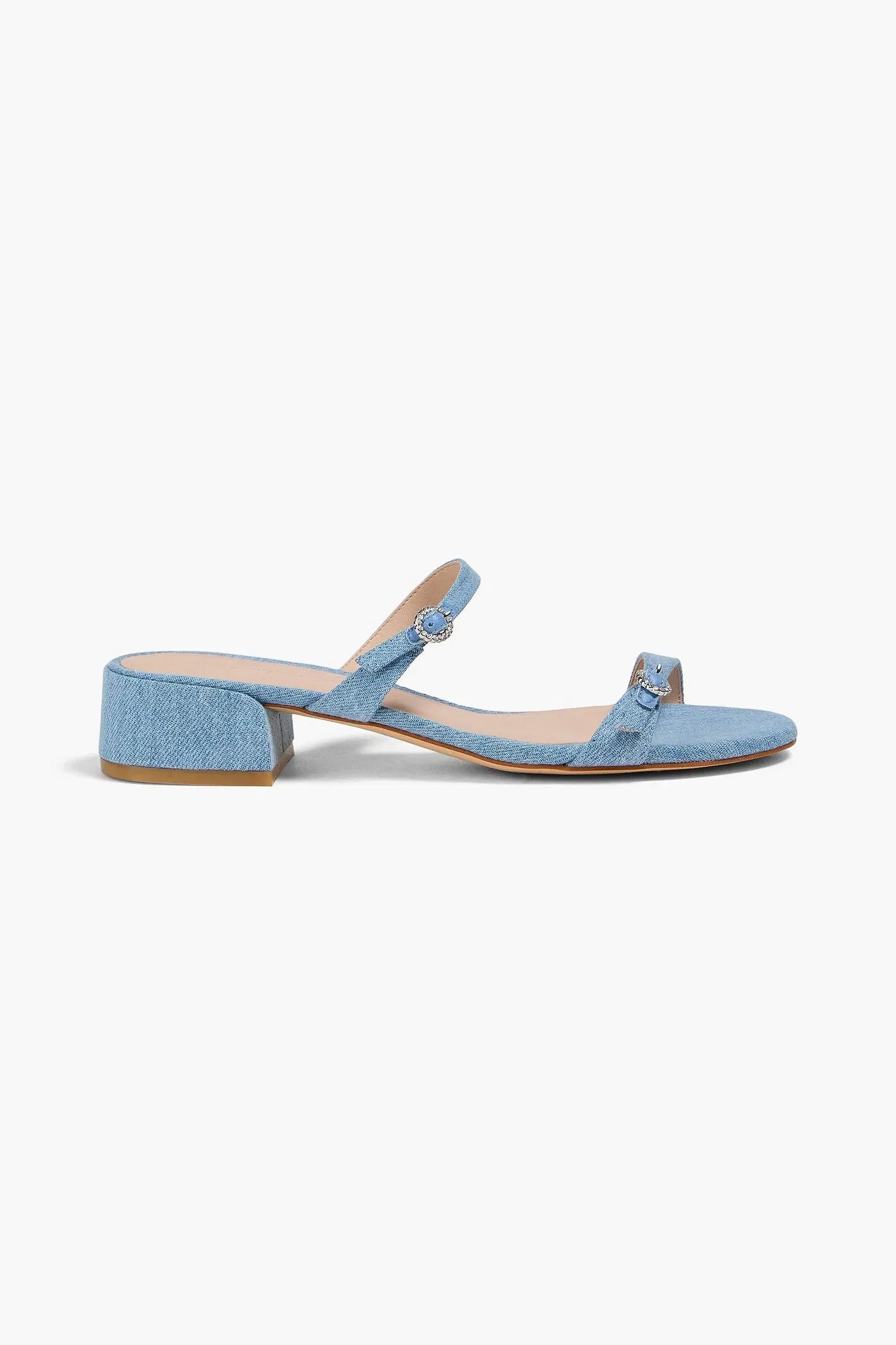 Stuart Weitzman Ginger Denim Mules Light Denim Women's