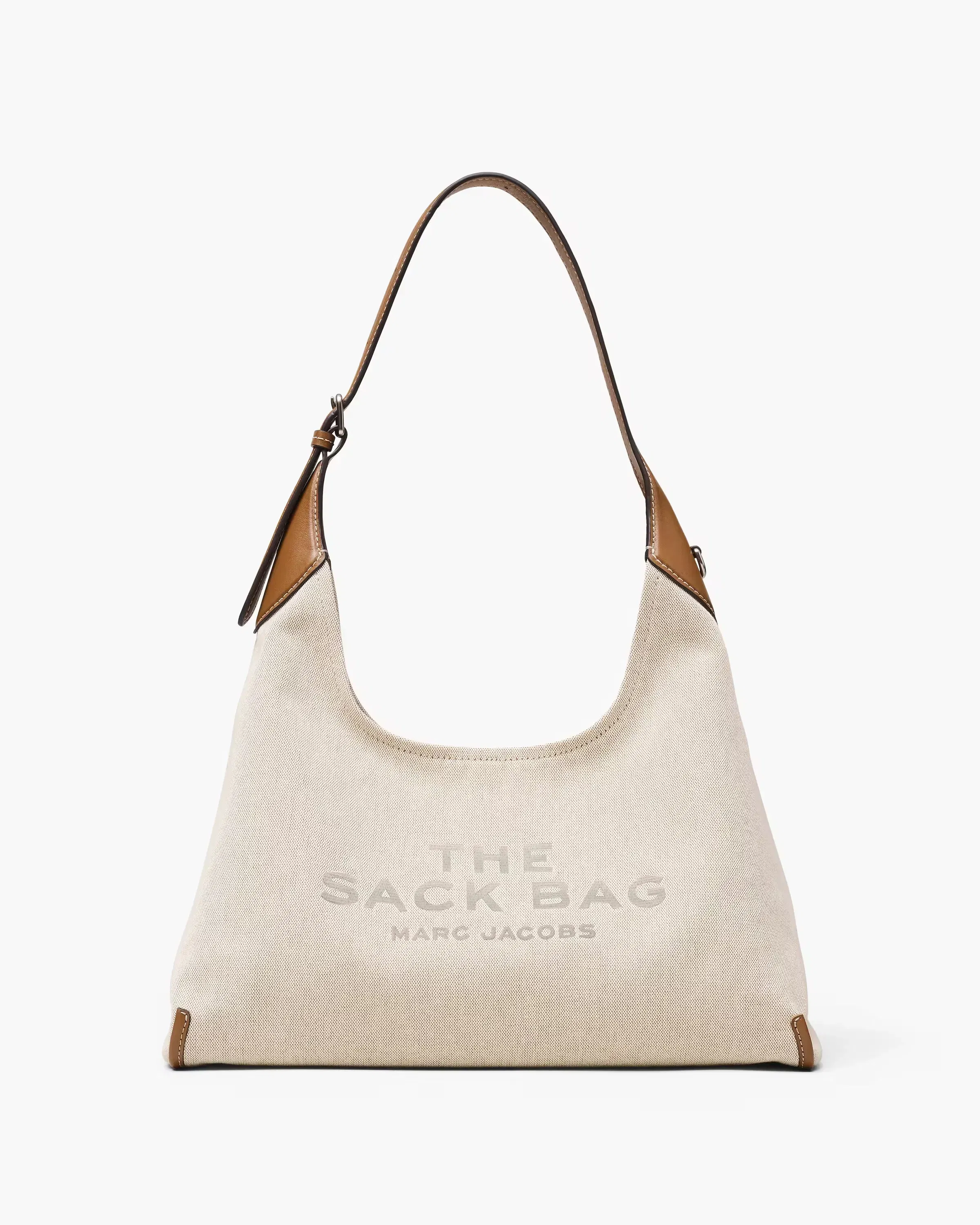 Marc Jacobs The Leather-Trim Canvas Belted Sack Bag Beige/Argan Oil