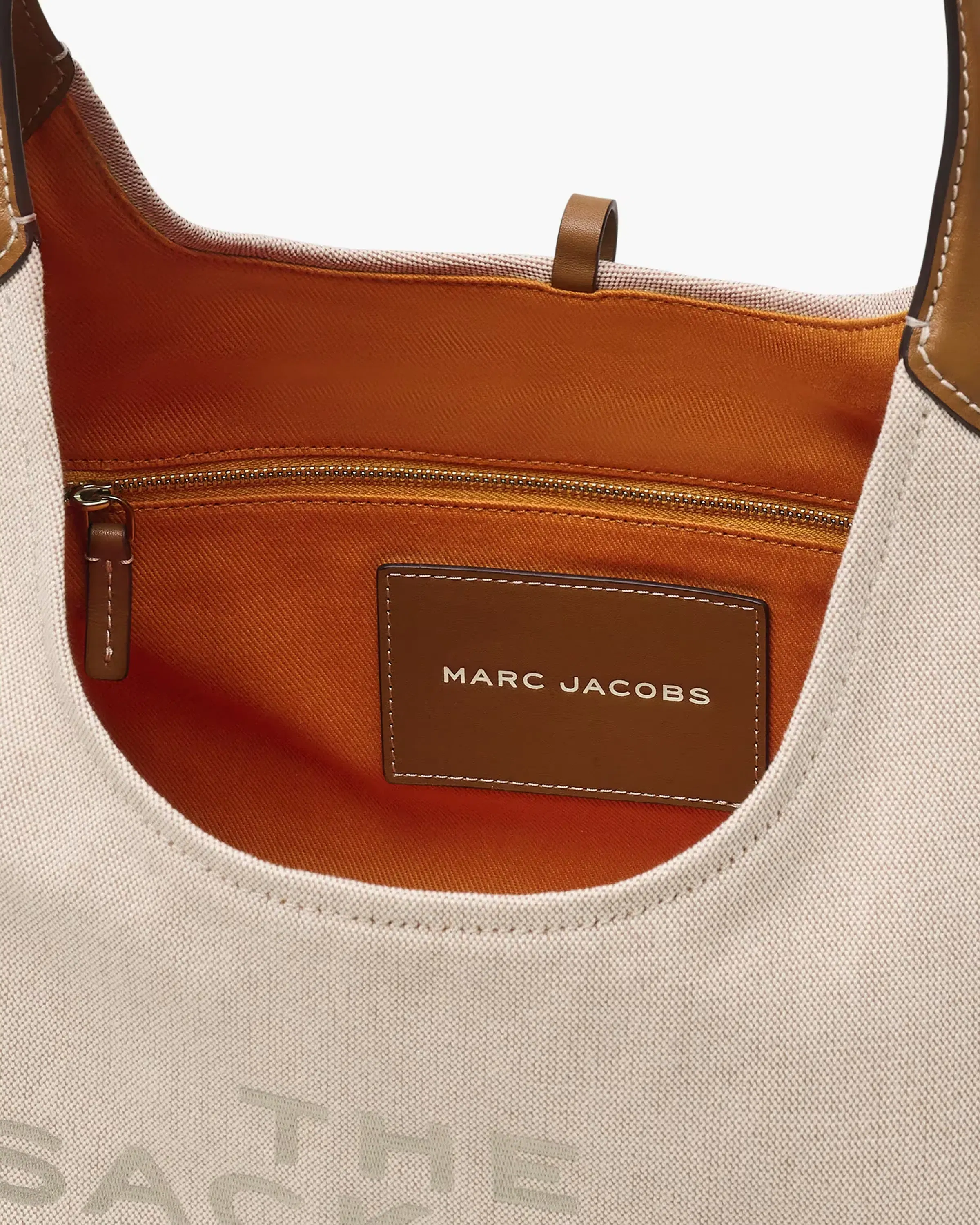 Marc Jacobs The Leather-Trim Canvas Belted Sack Bag Beige/Argan Oil