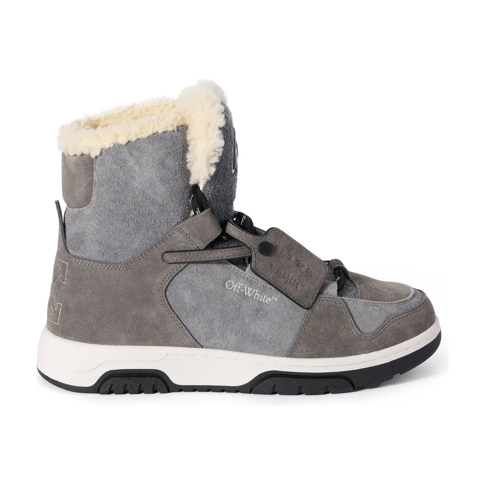 Off-White Shearling Trim Winter Boots Black