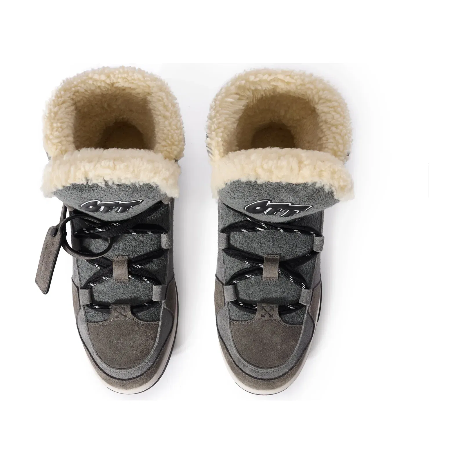 Off-White Shearling Trim Winter Boots Black