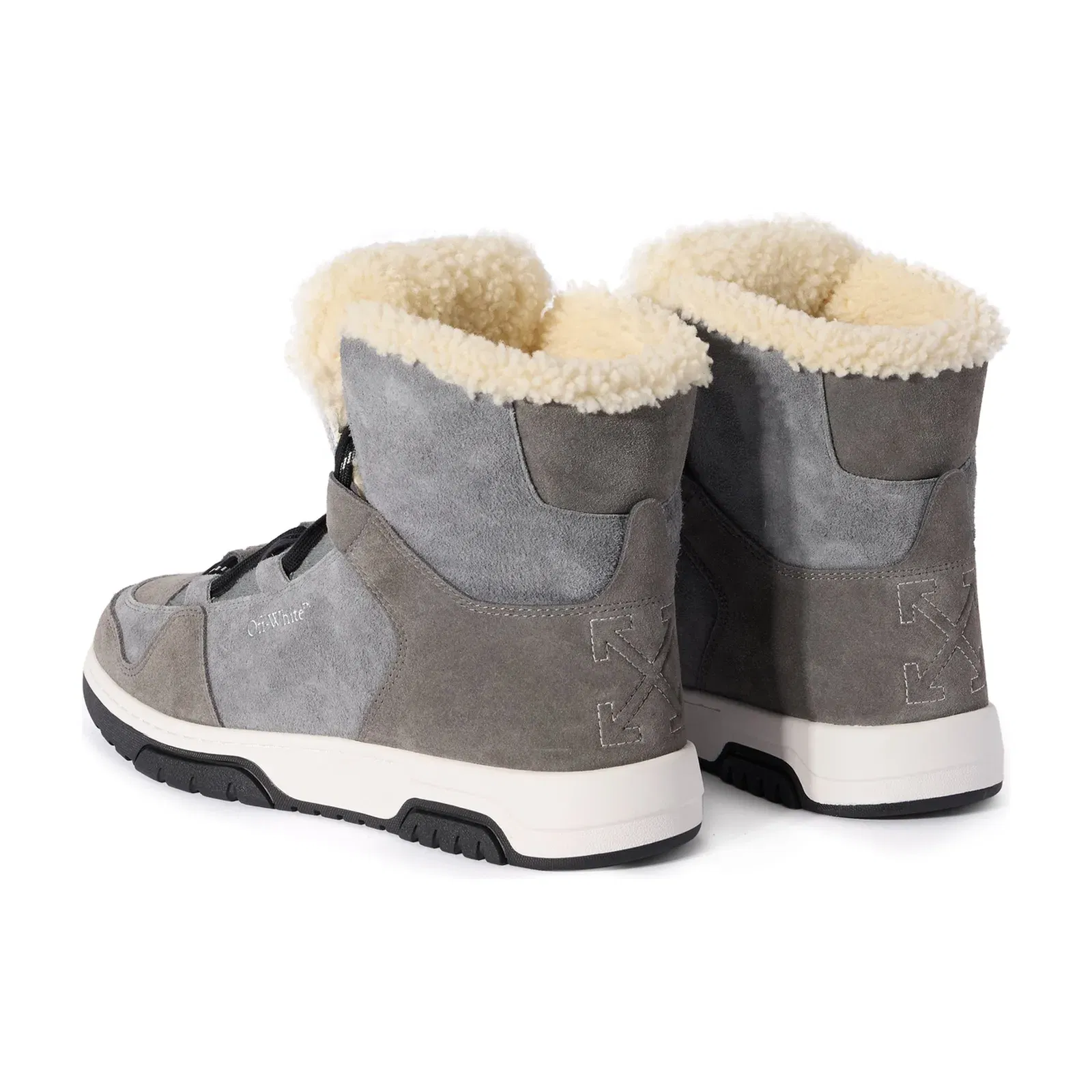 Off-White Shearling Trim Winter Boots Black
