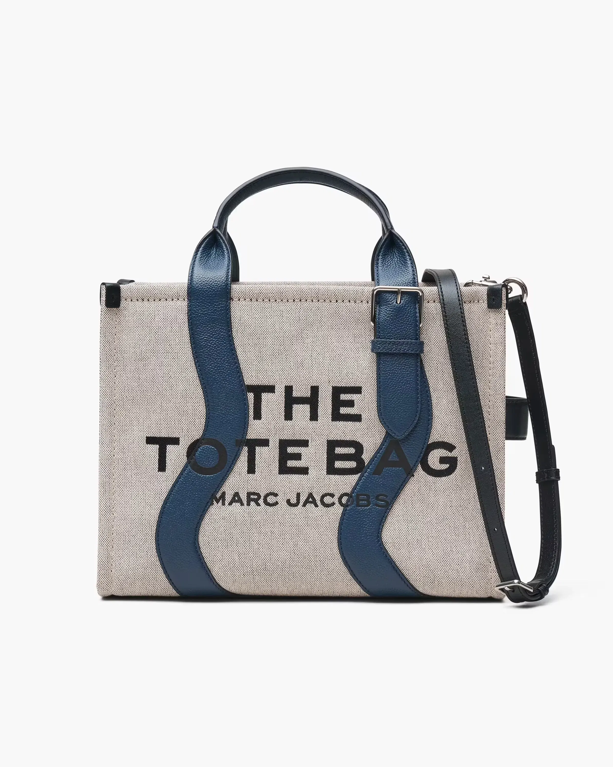 Marc Jacobs The Wavy Canvas Medium Tote Bag Ivory/Navy