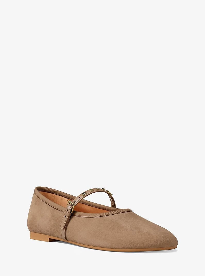 Michael Kors Phoebe Embellished Leather Ballet Flat