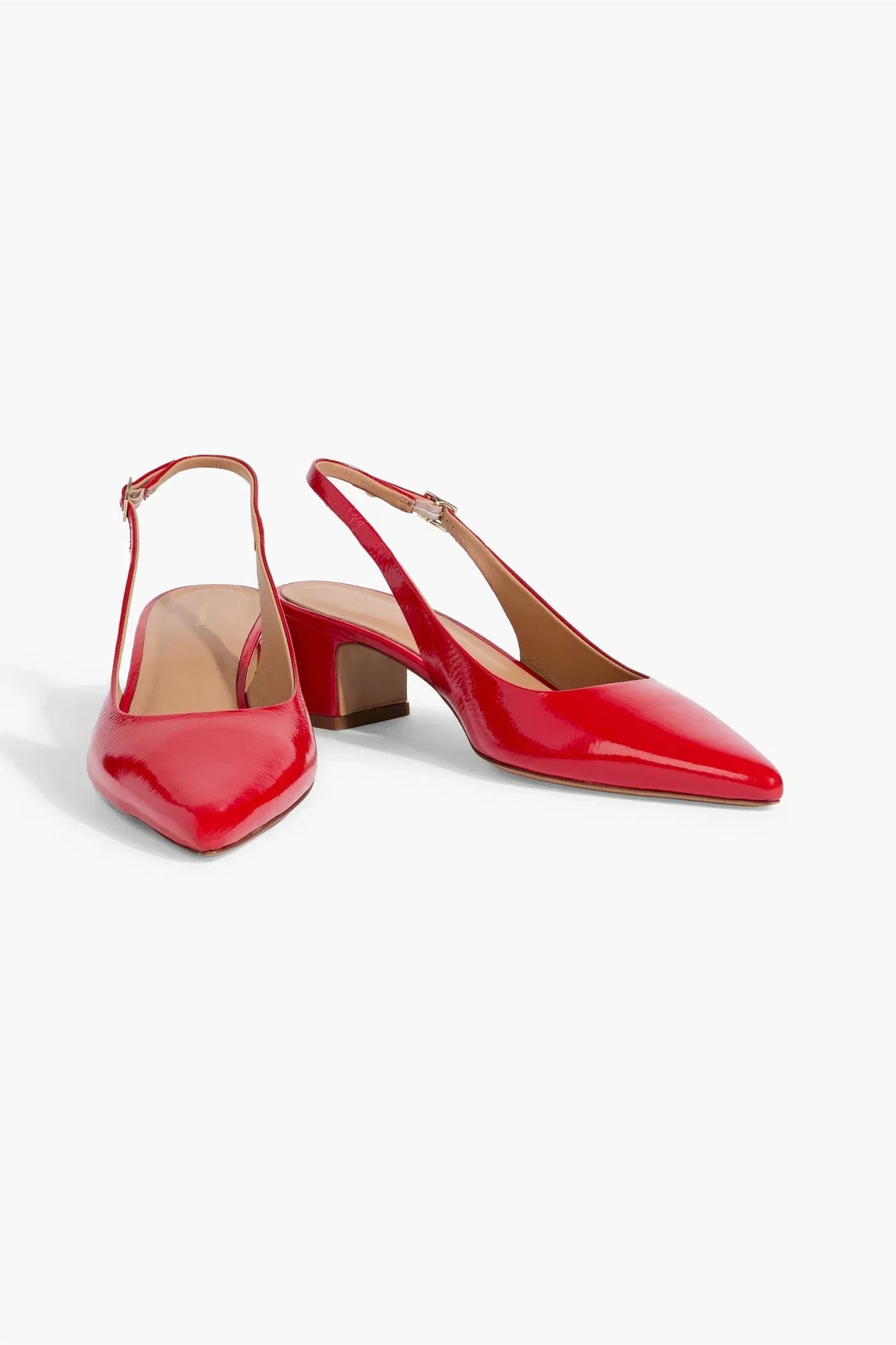 Mansur Gavriel Patent-Leather Slingback Pumps Red Women's