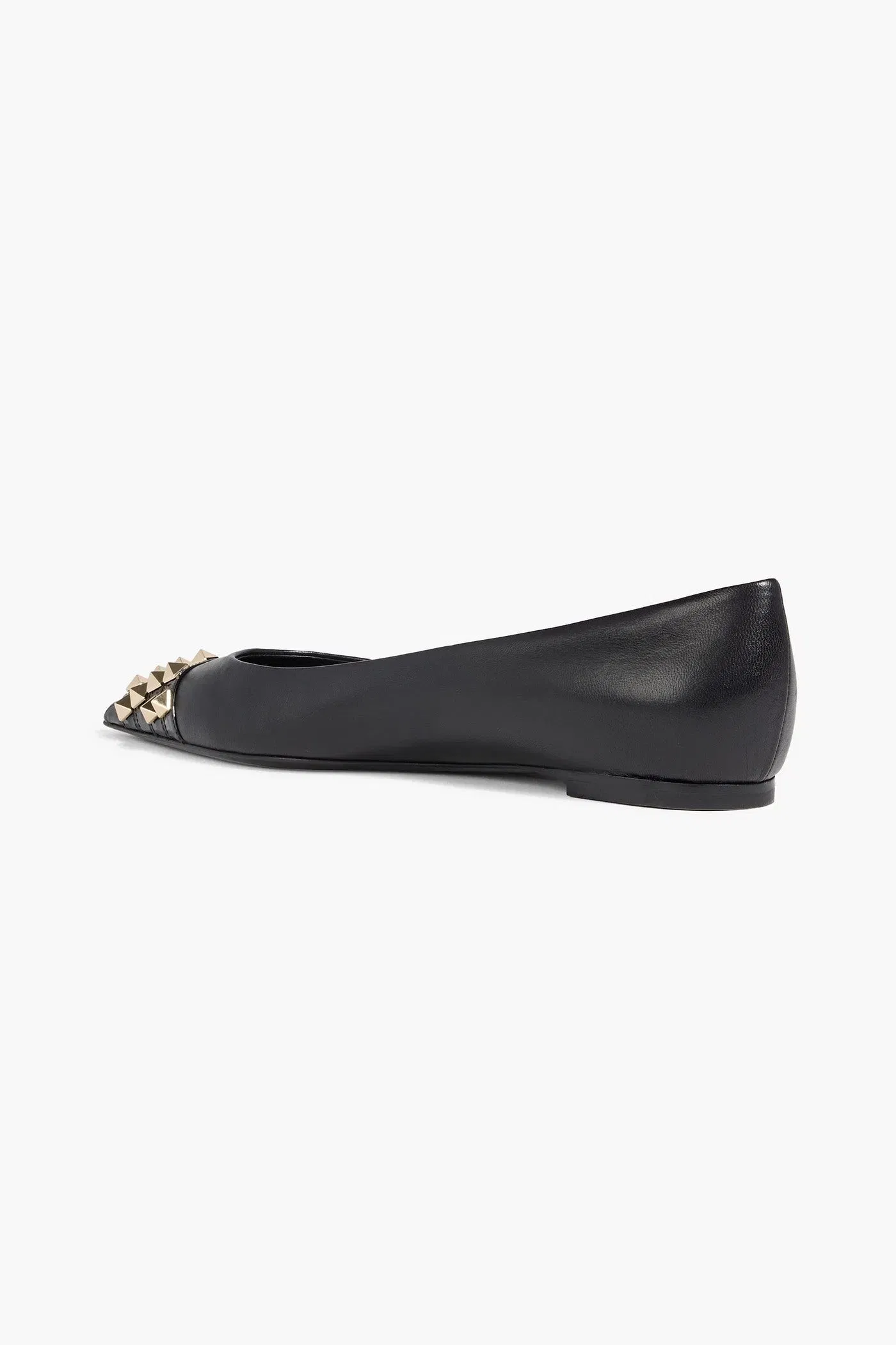 Valentino Garavani Rockstud Alcove Leather Point-Toe Flats Black Women's
