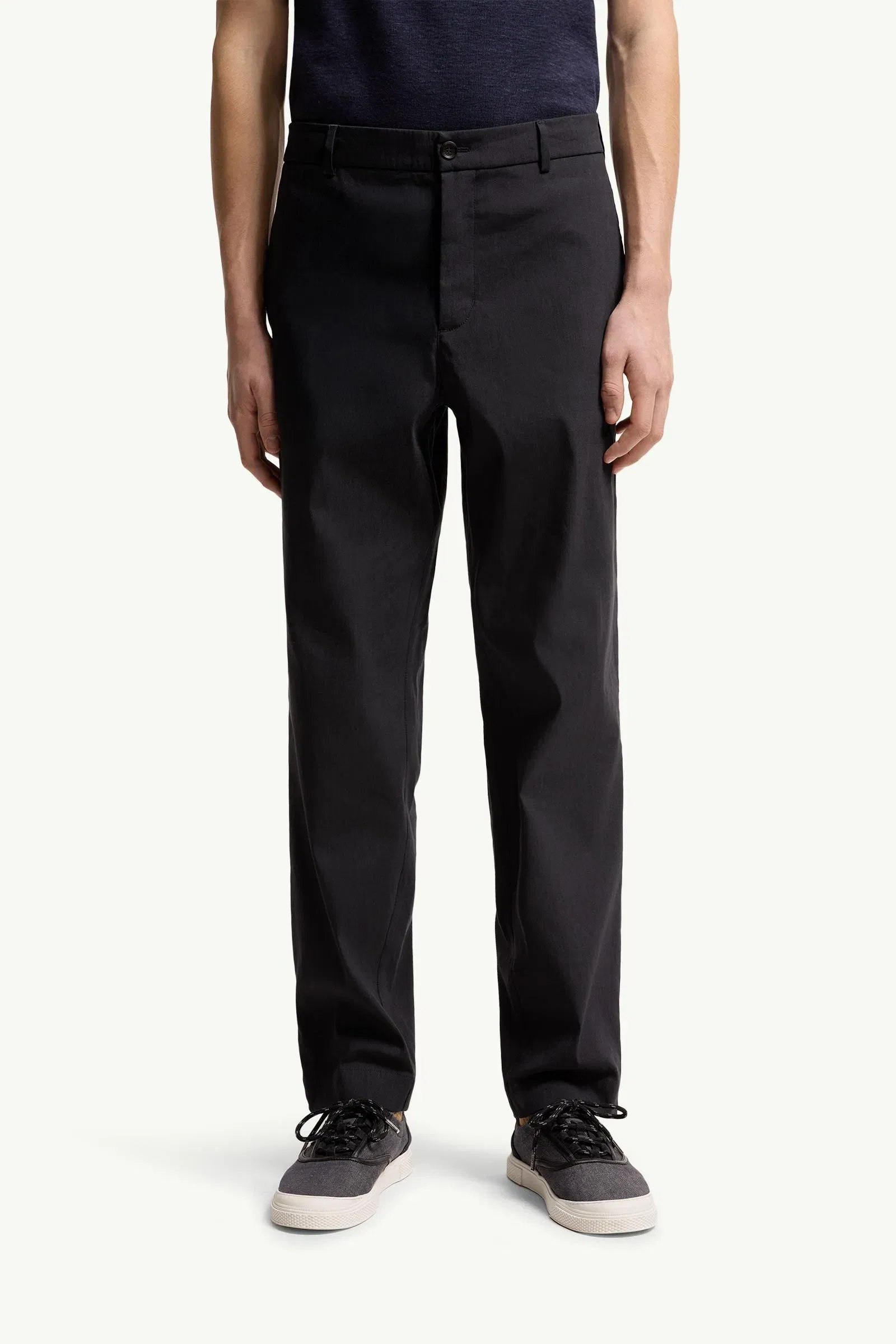 Moncler Technical Linen Blend Pants Navy Blue Navy Blue