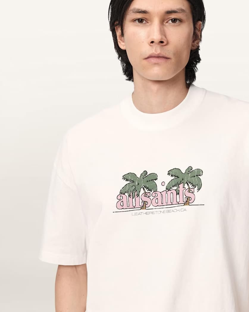 AllSaints Troppo Short Sleeve Graphic Boxy T Shirt Chalk White