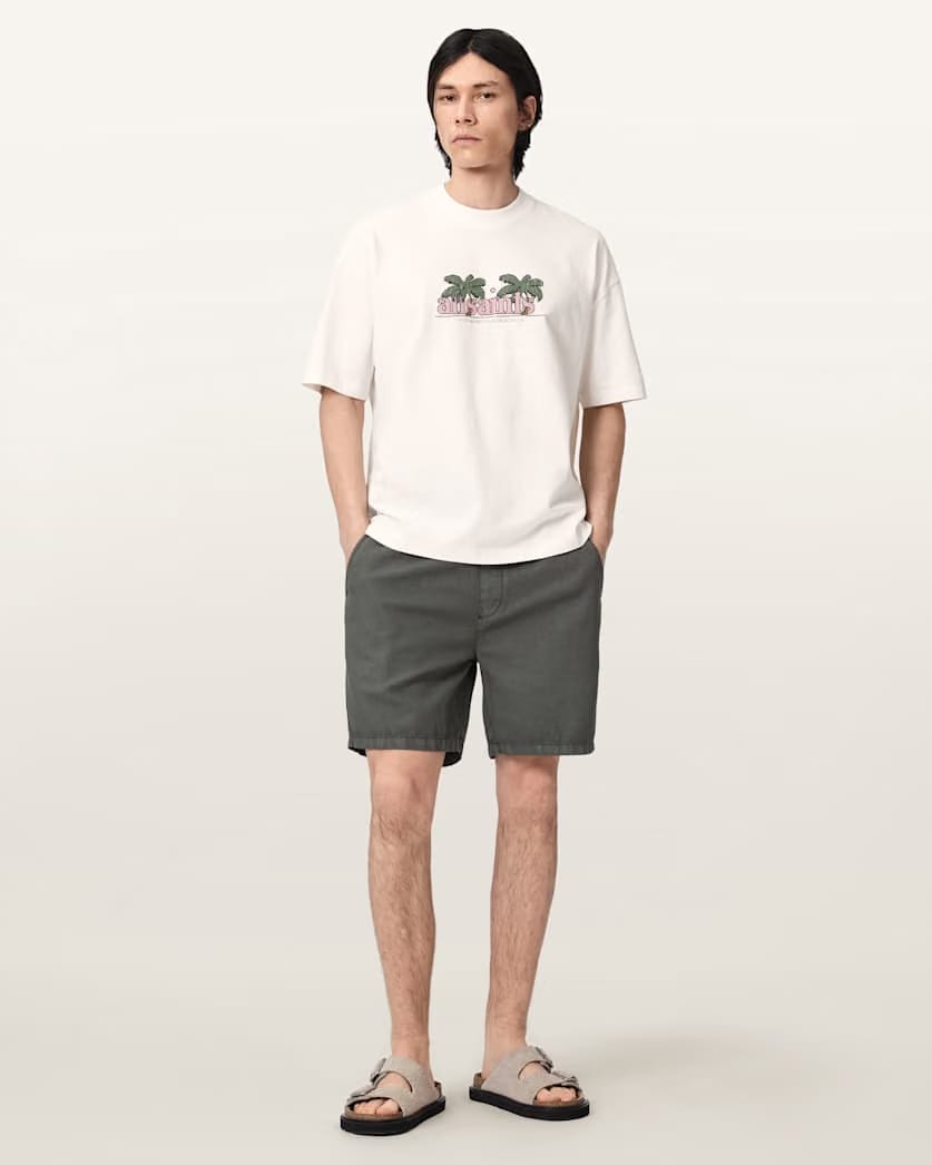 AllSaints Troppo Short Sleeve Graphic Boxy T Shirt Chalk White