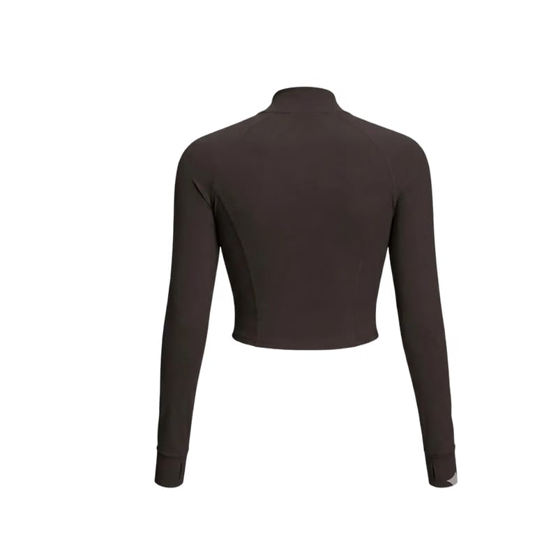 Sknny B*tch Women Crop Zip Choclate Brown Pullover