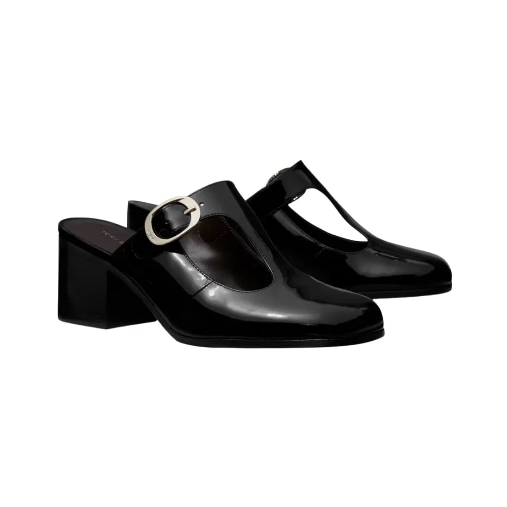Tory Burch Violet T-Strap Heeled Mule Perfect Black