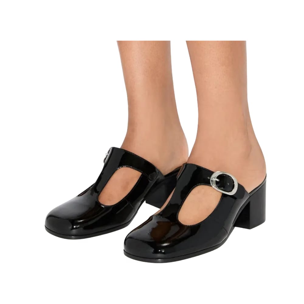 Tory Burch Violet T-Strap Heeled Mule Perfect Black