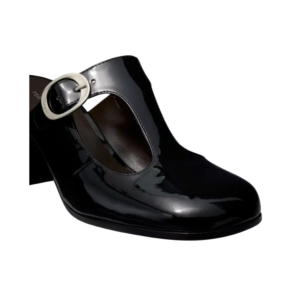 Tory Burch Violet T-Strap Heeled Mule Perfect Black