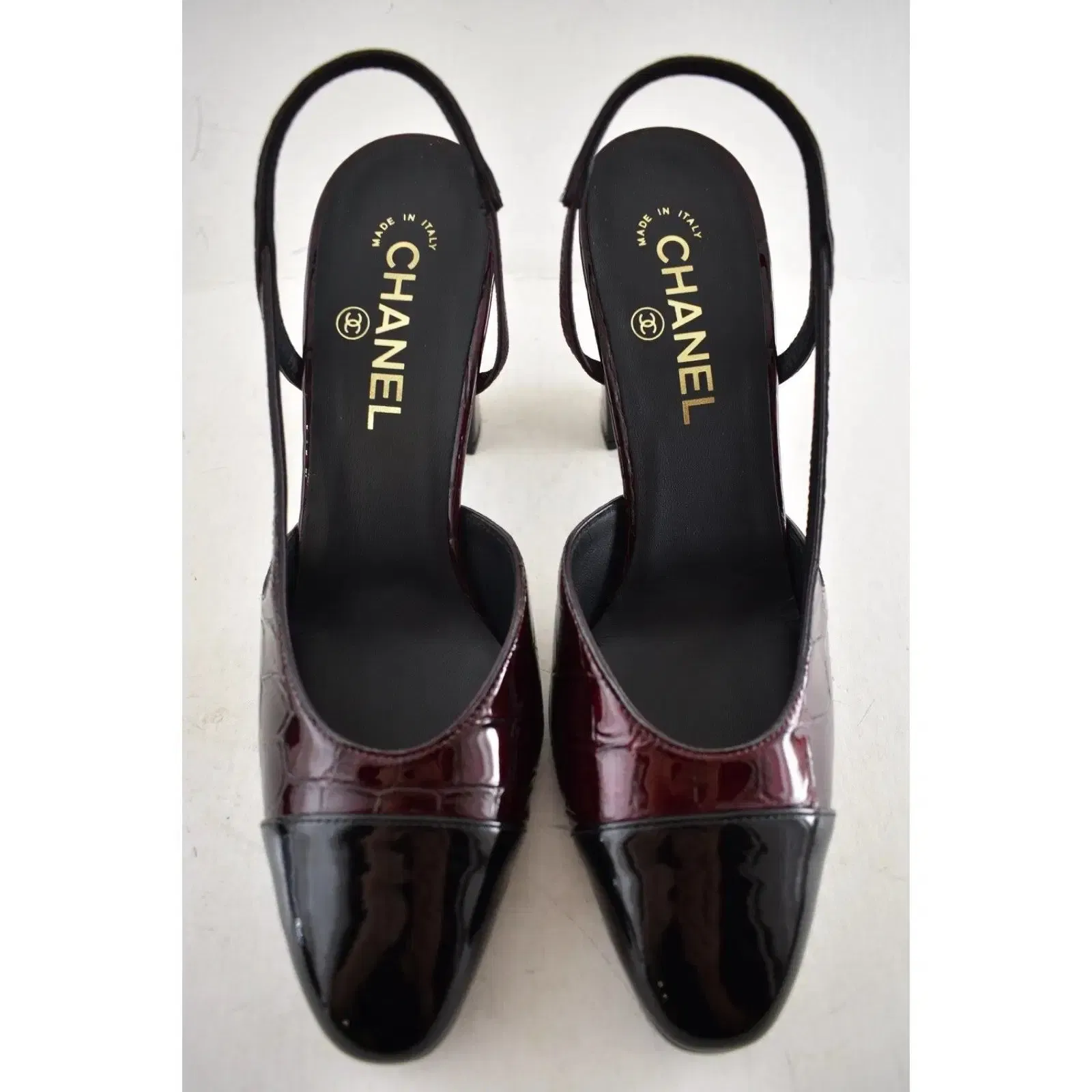 Chanel Slingback patent leather heels