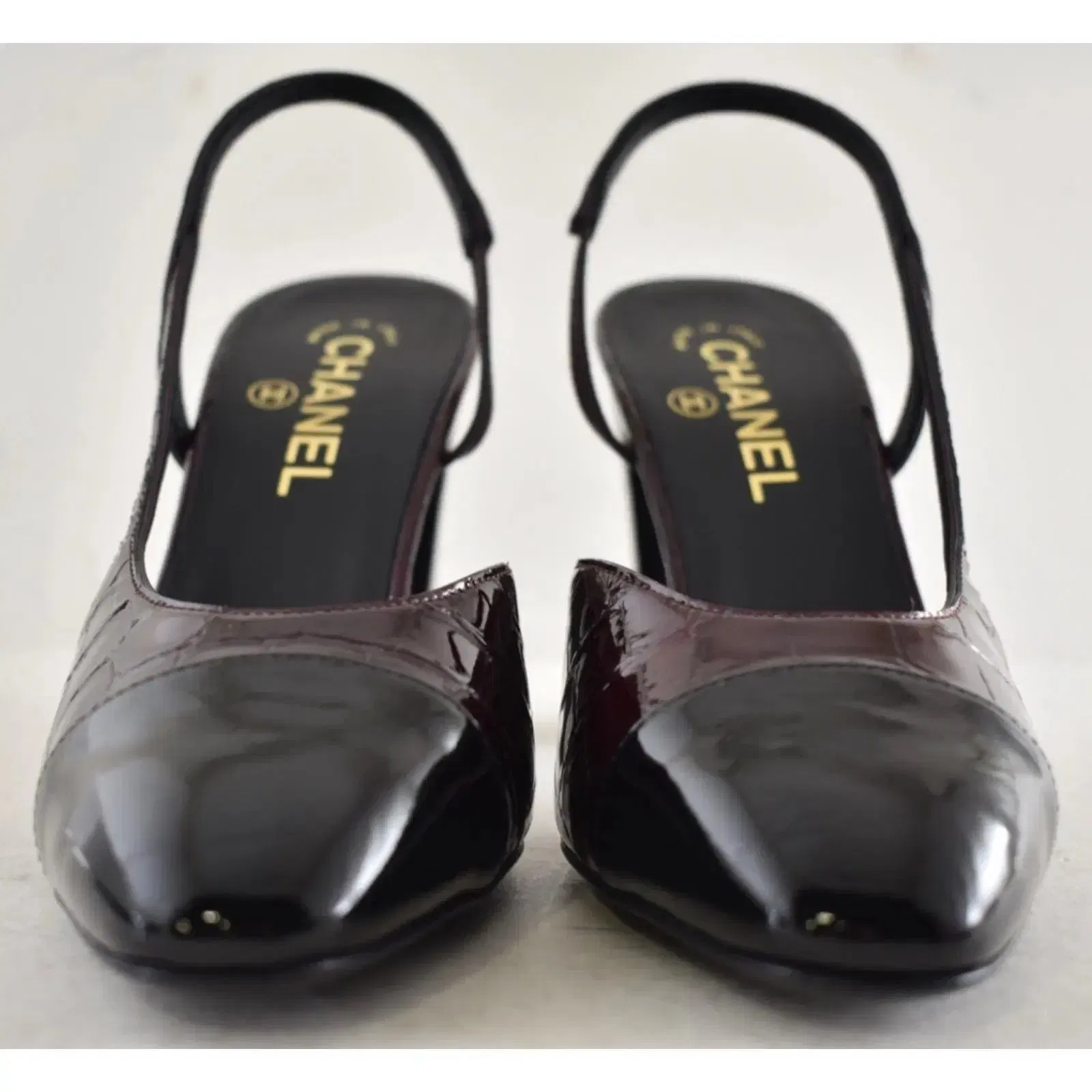 Chanel Slingback patent leather heels