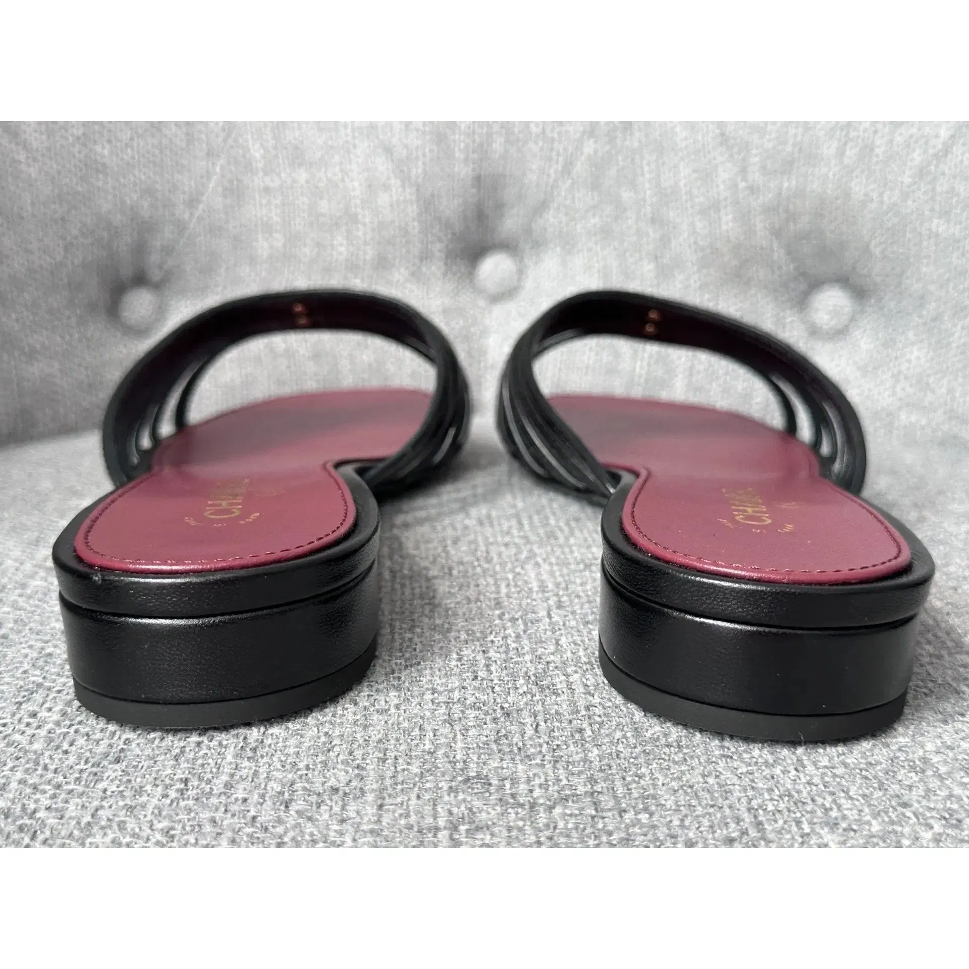 Chanel sandals crafted from black leather
