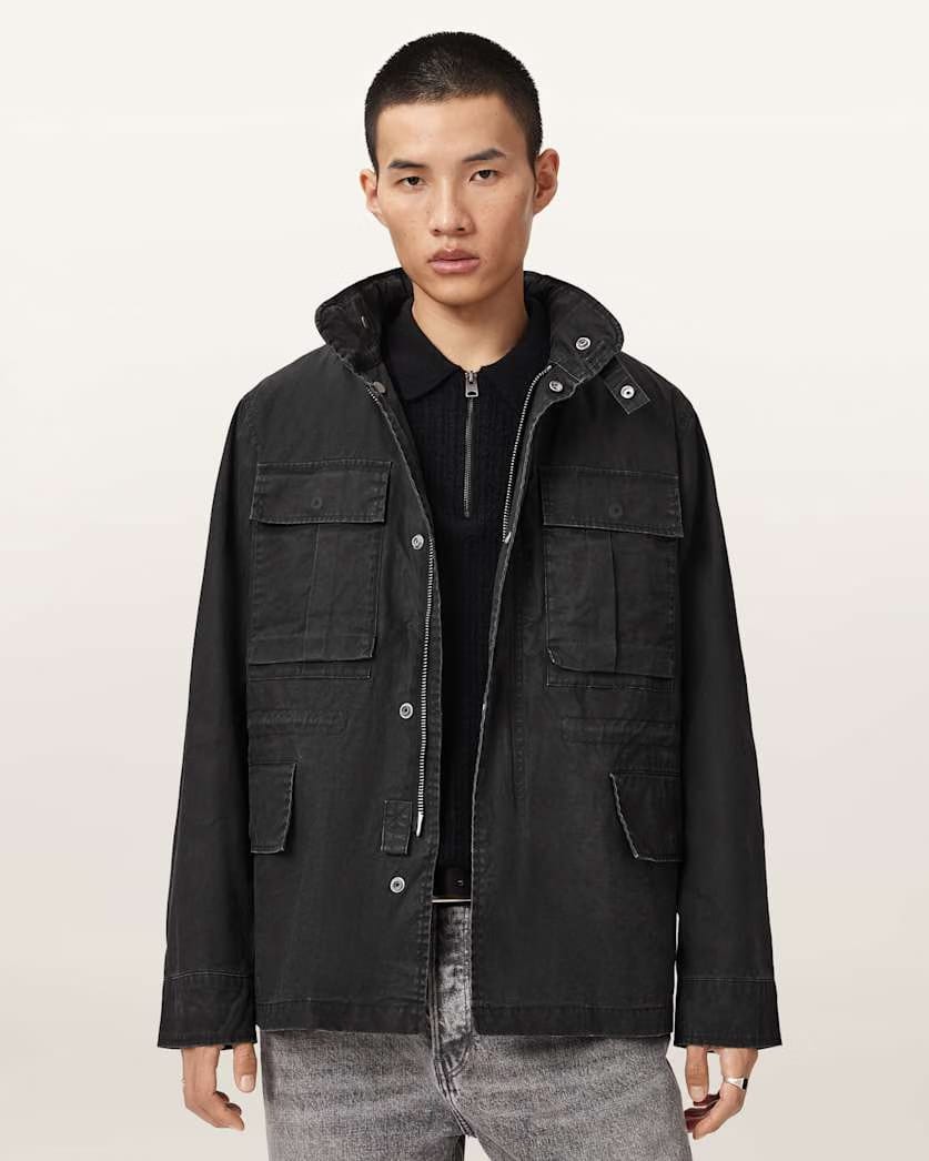 AllSaints Valen Funnel Neck Jacket Washed Black