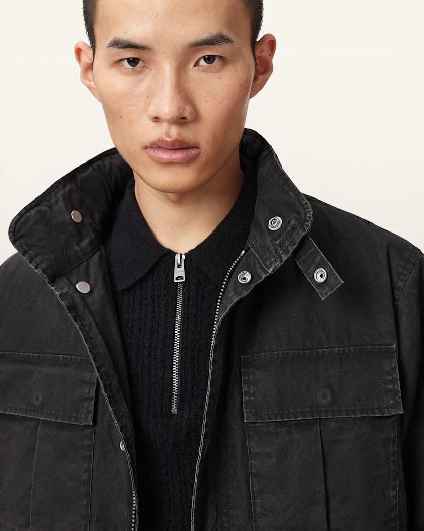 AllSaints Valen Funnel Neck Jacket Washed Black