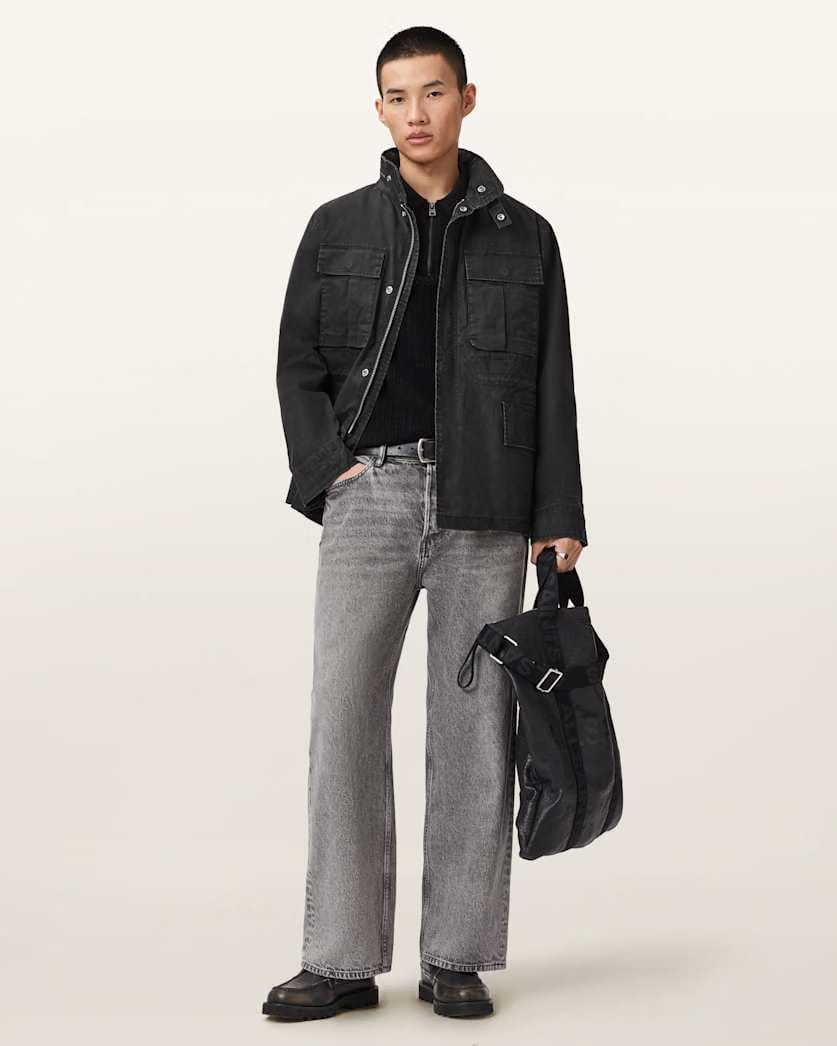 AllSaints Valen Funnel Neck Jacket Washed Black