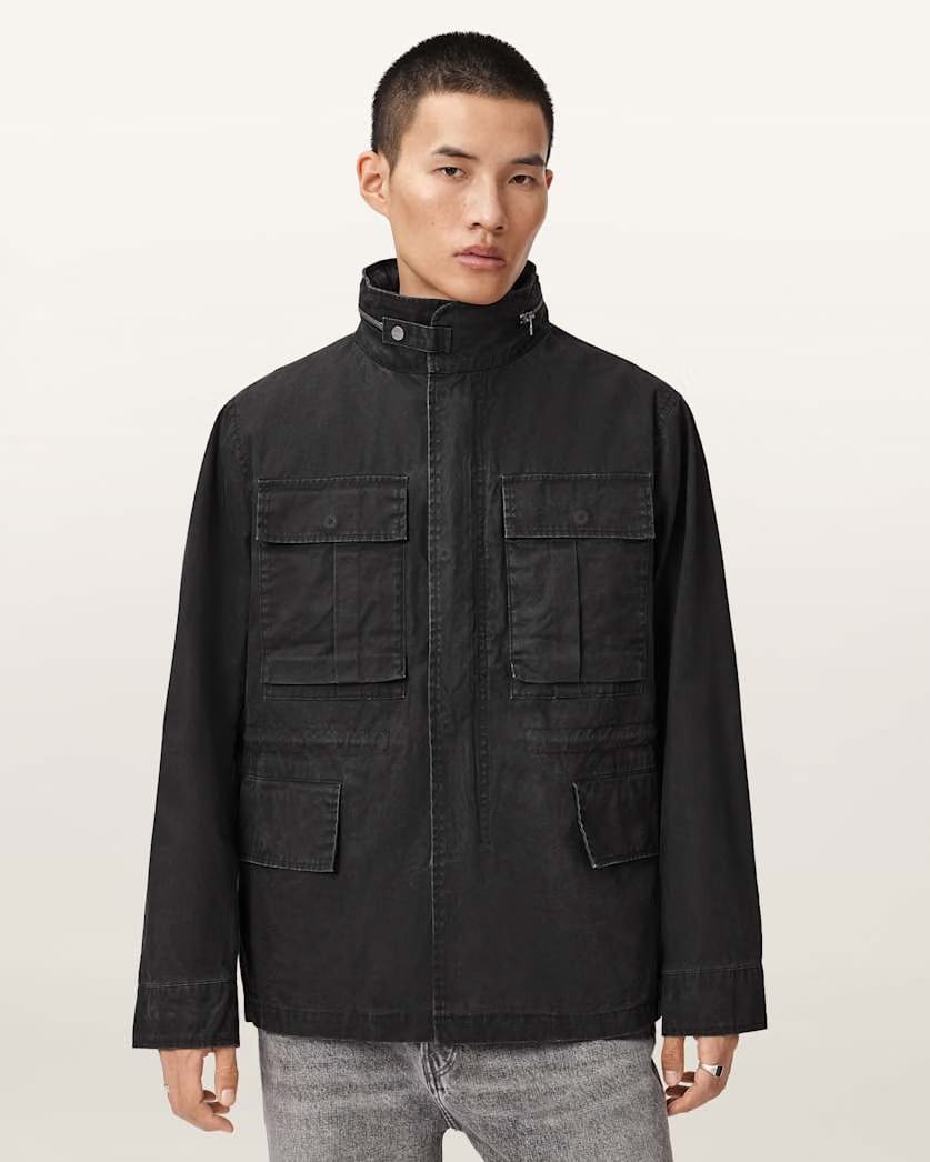AllSaints Valen Funnel Neck Jacket Washed Black