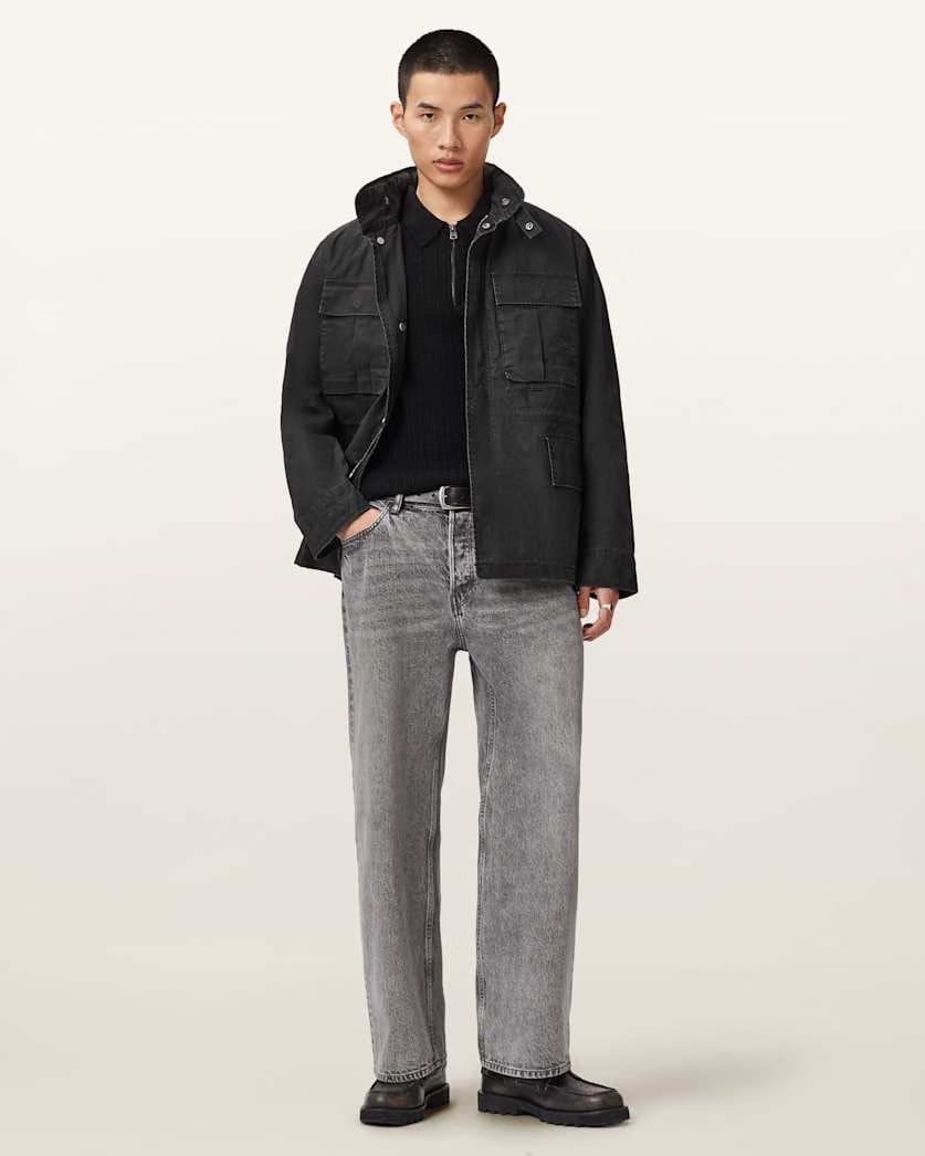 AllSaints Valen Funnel Neck Jacket Washed Black