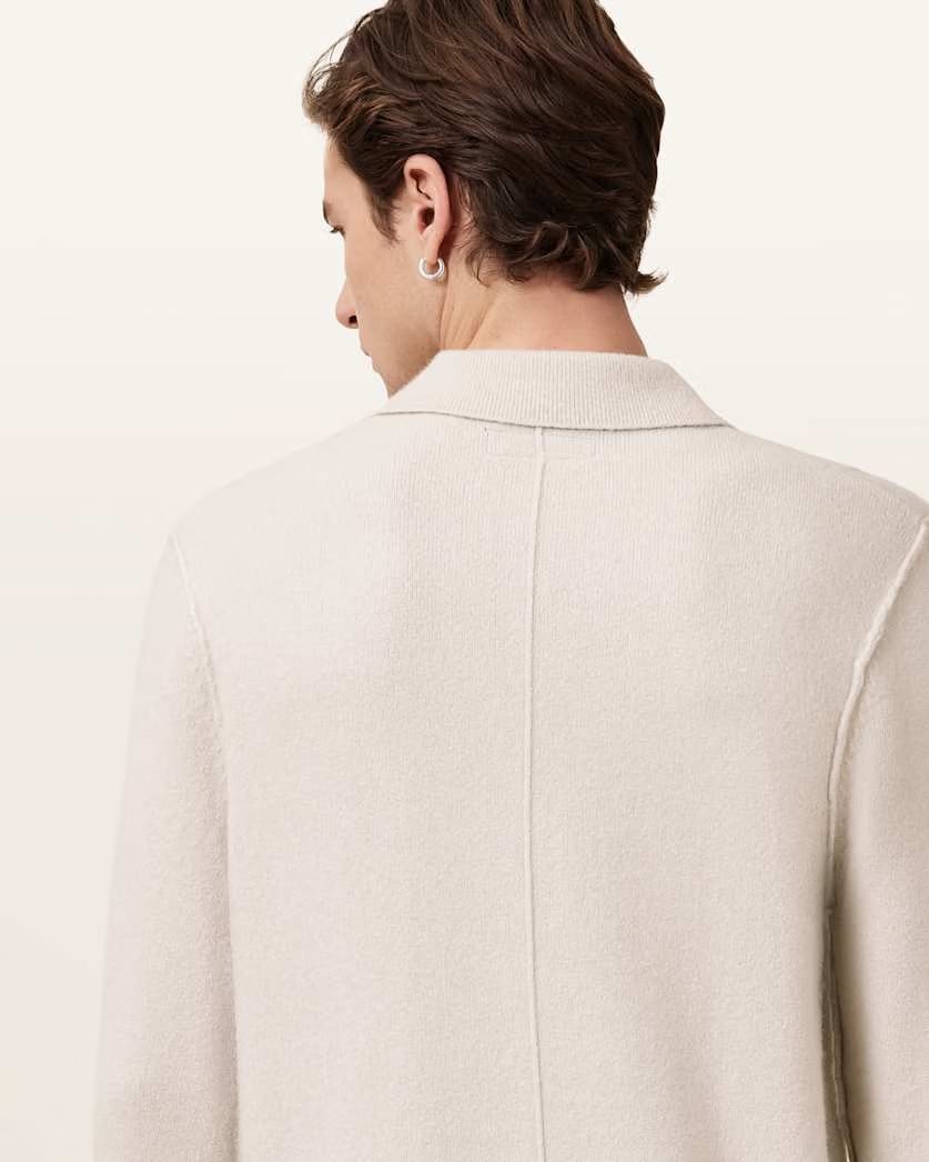 AllSaints Statten Long Sleeve Ramskull Polo Sweater Black