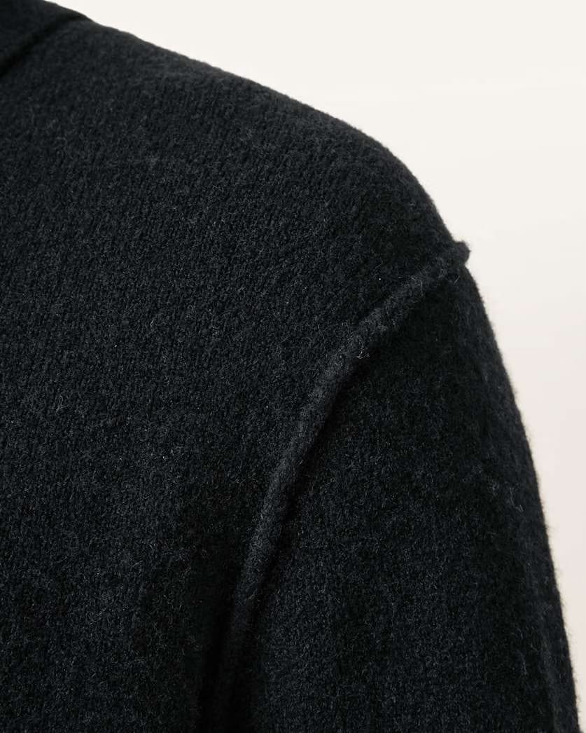 AllSaints Statten Long Sleeve Ramskull Polo Sweater Black