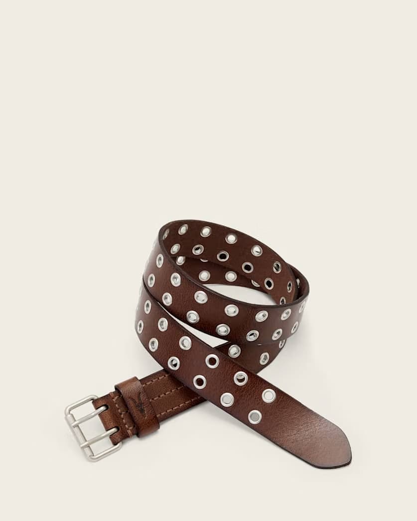 AllSaints Sturge Leather Belt Brown