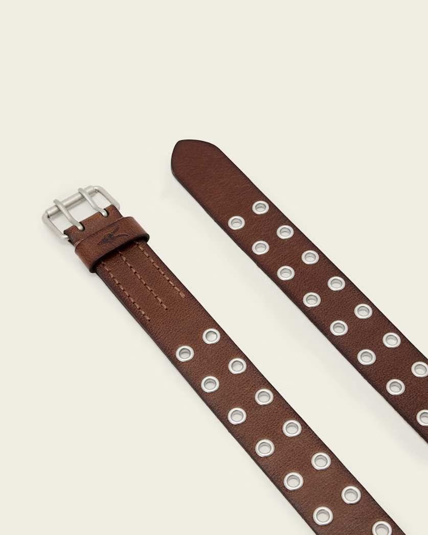AllSaints Sturge Leather Belt Brown