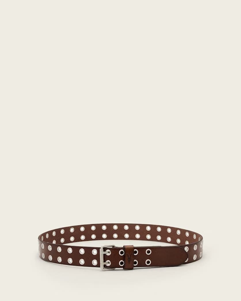 AllSaints Sturge Leather Belt Brown