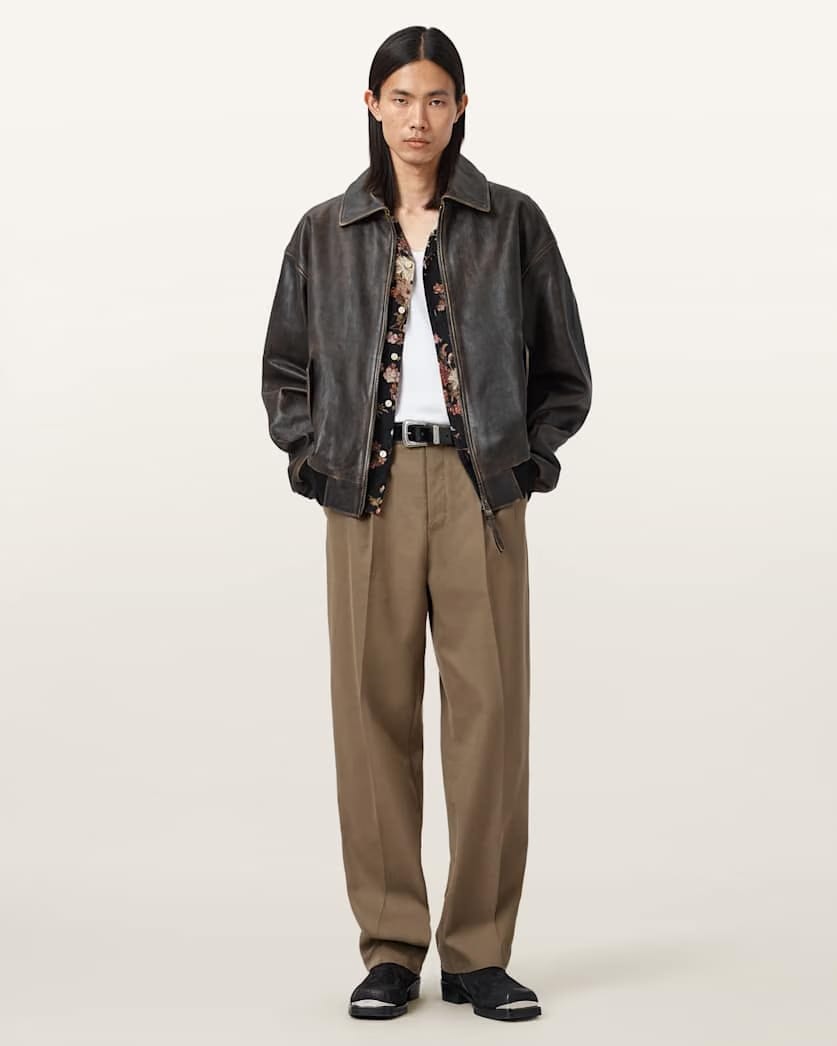 AllSaints Tallis Straight Leg Pants Feather Taupe