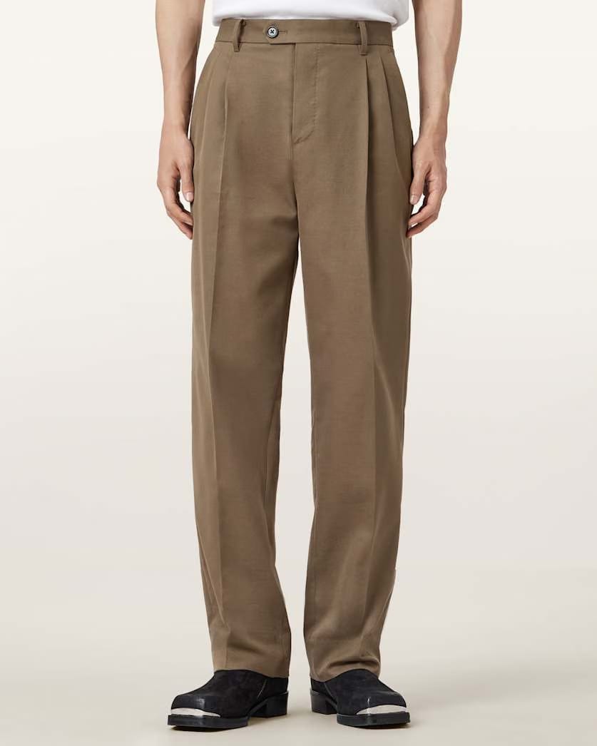 AllSaints Tallis Straight Leg Pants Feather Taupe