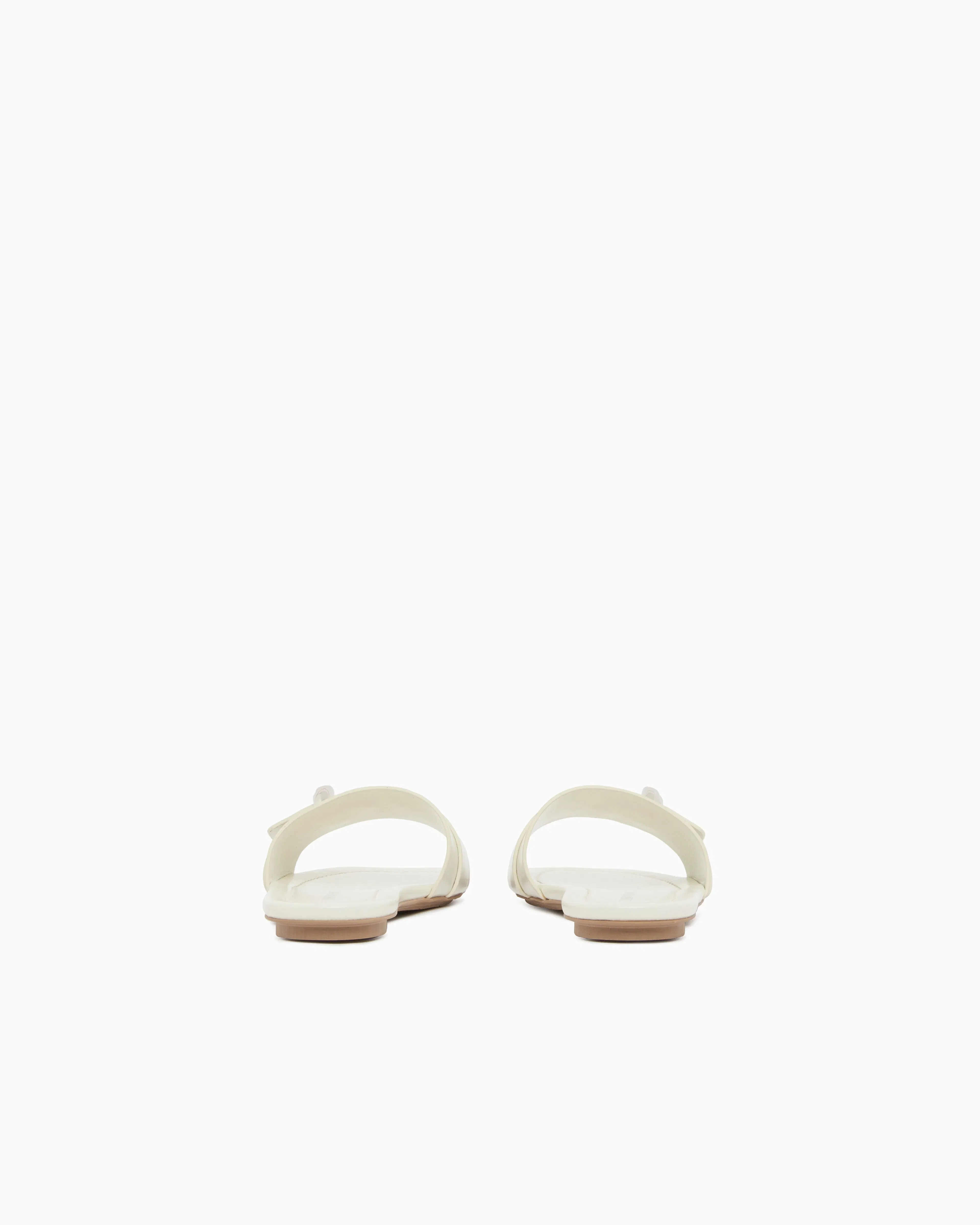 Emporio Armani Shiny Polished Leather Band Sandals White