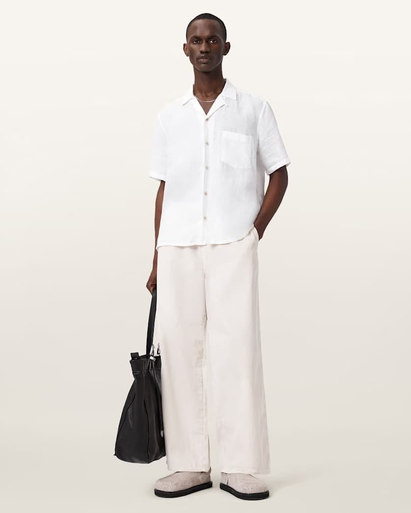 AllSaints Tri Embroidered Linen Shirt Ecru