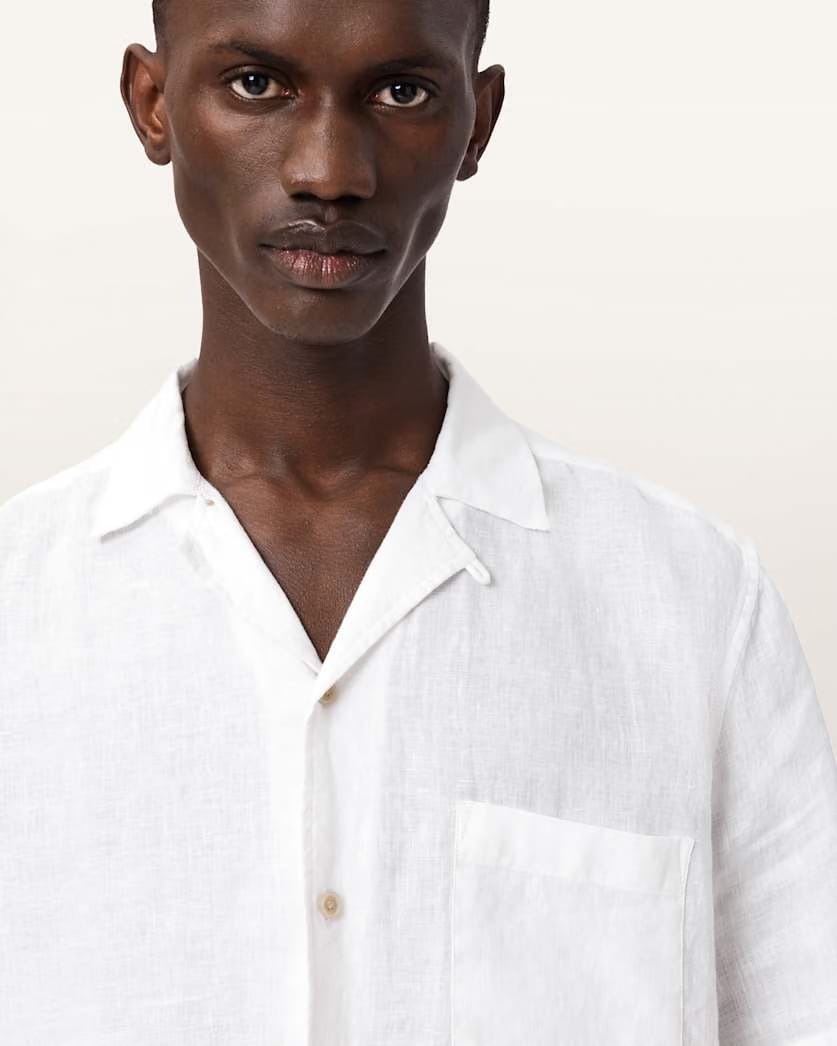 AllSaints Tri Embroidered Linen Shirt Ecru